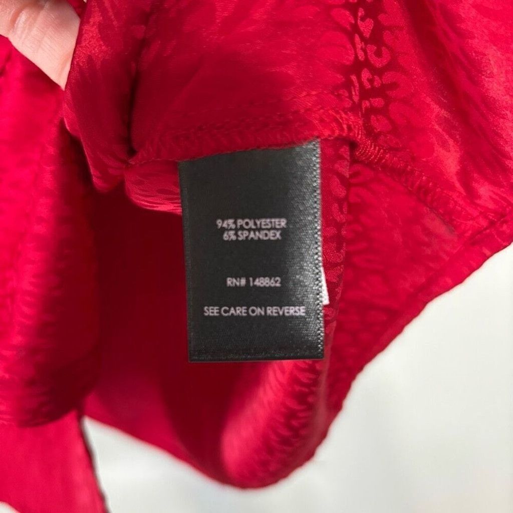 Torrid Torrid Red Animal Print Jacquard Tie Neck Button Up Blouse Size L / US 10 / IT 46 - 5 Thumbnail