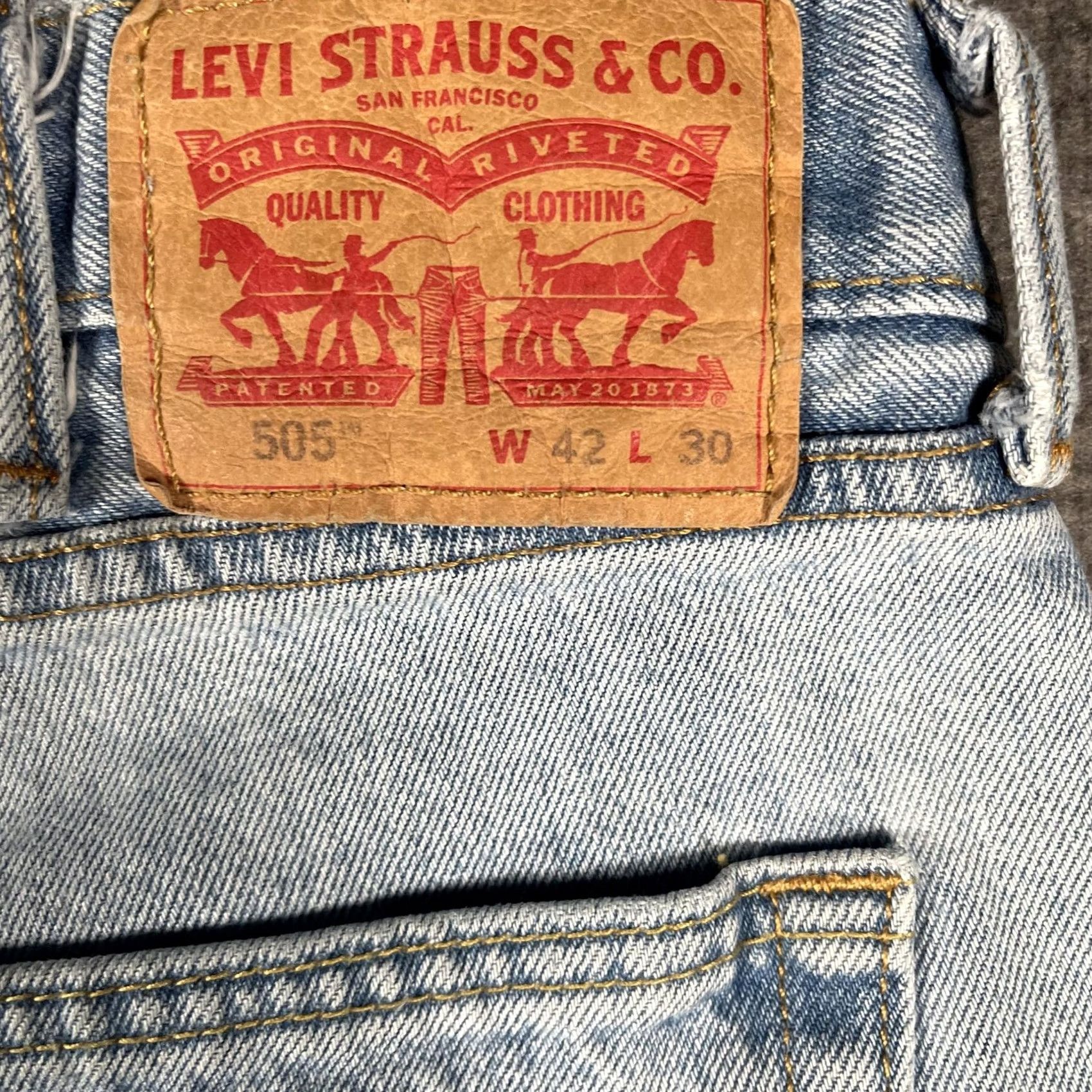 Levi's Levi's 505 Jeans Mens 41x30 Light Wash Blue Straight Regular Fit Denim Jeans Size US 42 / EU 58 - 4 Thumbnail