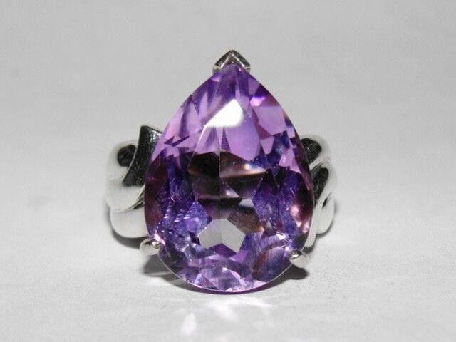 Retro Purple Amethyst Pear Cocktail Ring