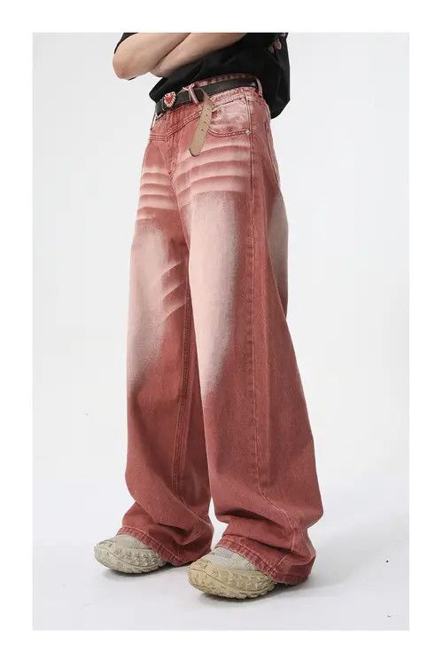 Japanese Brand × Jean Pants Straight wide-leg red washed jeans Size US 32 / EU 48 - 3 Thumbnail