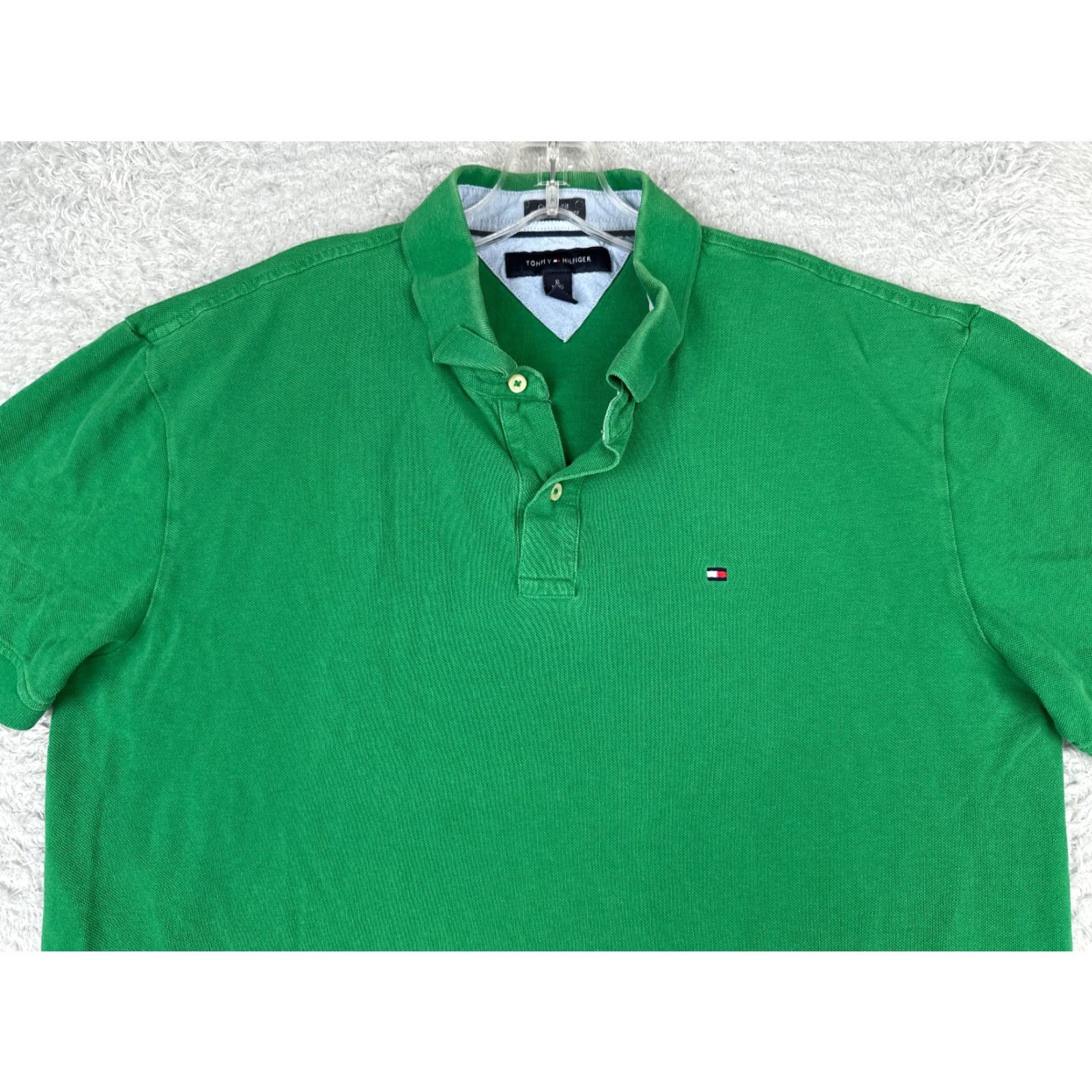 Tommy Hilfiger Tommy Hilfiger Polo Shirt Men XL Green 100% Cotton Slim Fit Button Collar Short Sleeve Size US XL / EU 56 / 4 - 4 Thumbnail