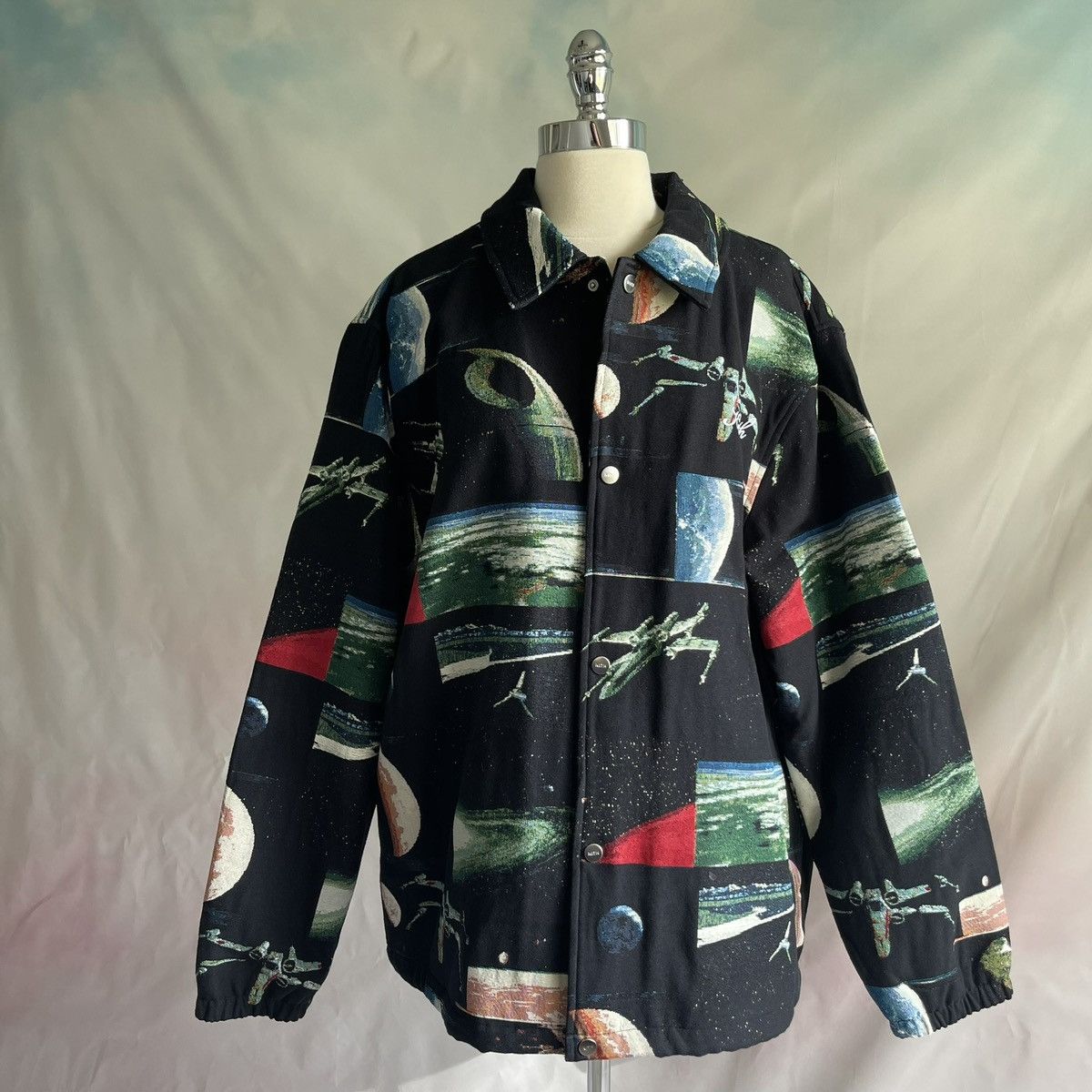 image of NWT Kith X Star Wars Planets Coaches Jacket Black Size Xxl, Men's