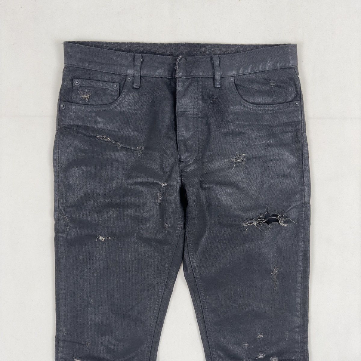 Dior × Hedi Slimane S/S2004 “Strip” Wax-Coated Distressed Denim Size US 30 / EU 46 - 3 Thumbnail