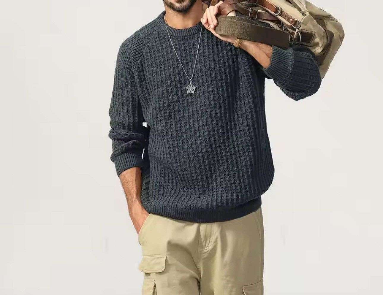 Other Knitted Casual Basic O-Neck Retro Sweater Pullover Size US XXL / EU 58 / 5 - 4 Thumbnail