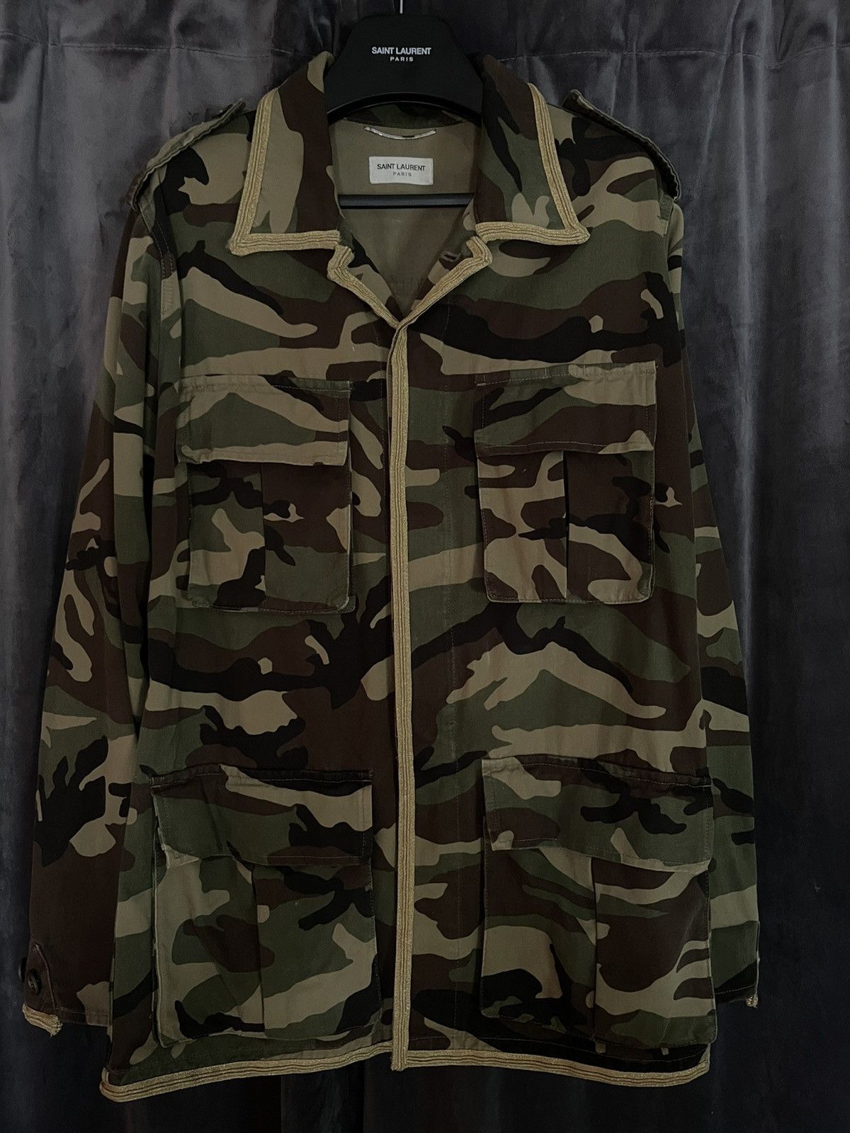 Saint Laurent Paris Saint Laurent Gold Trim Military jacket Size US M / EU 48-50 / 2 - 1 Thumbnail