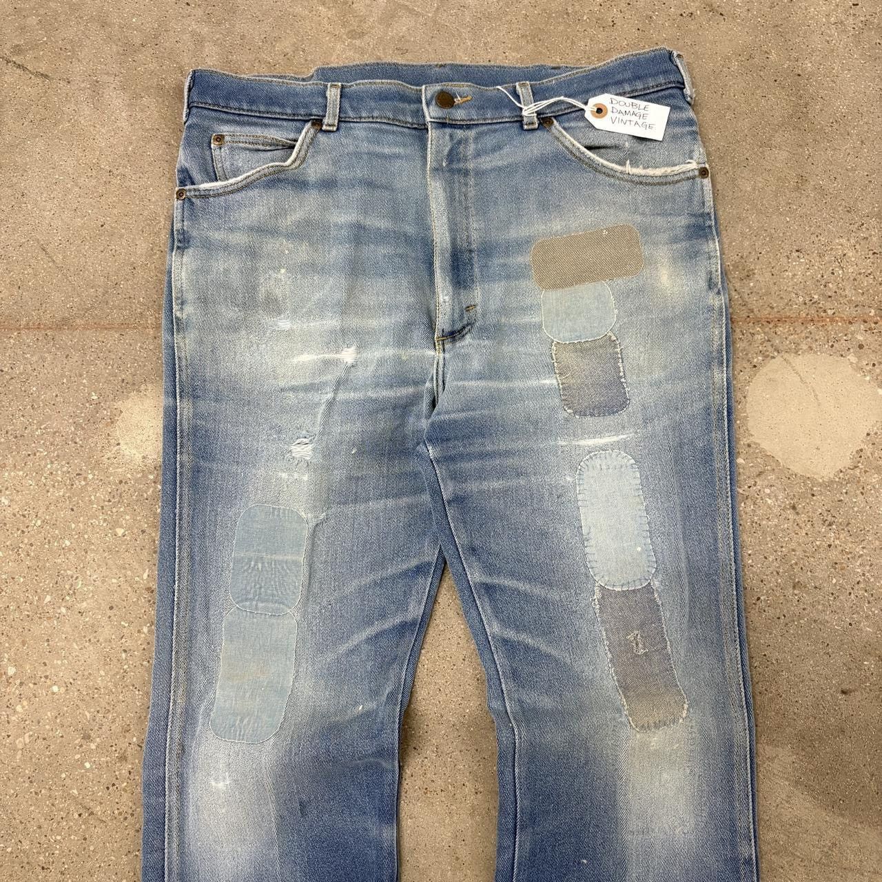 Lee Vintage Lee Riders Bootcut Faded Patchwork Denim Jeans Size US 36 / EU 52 - 2 Thumbnail