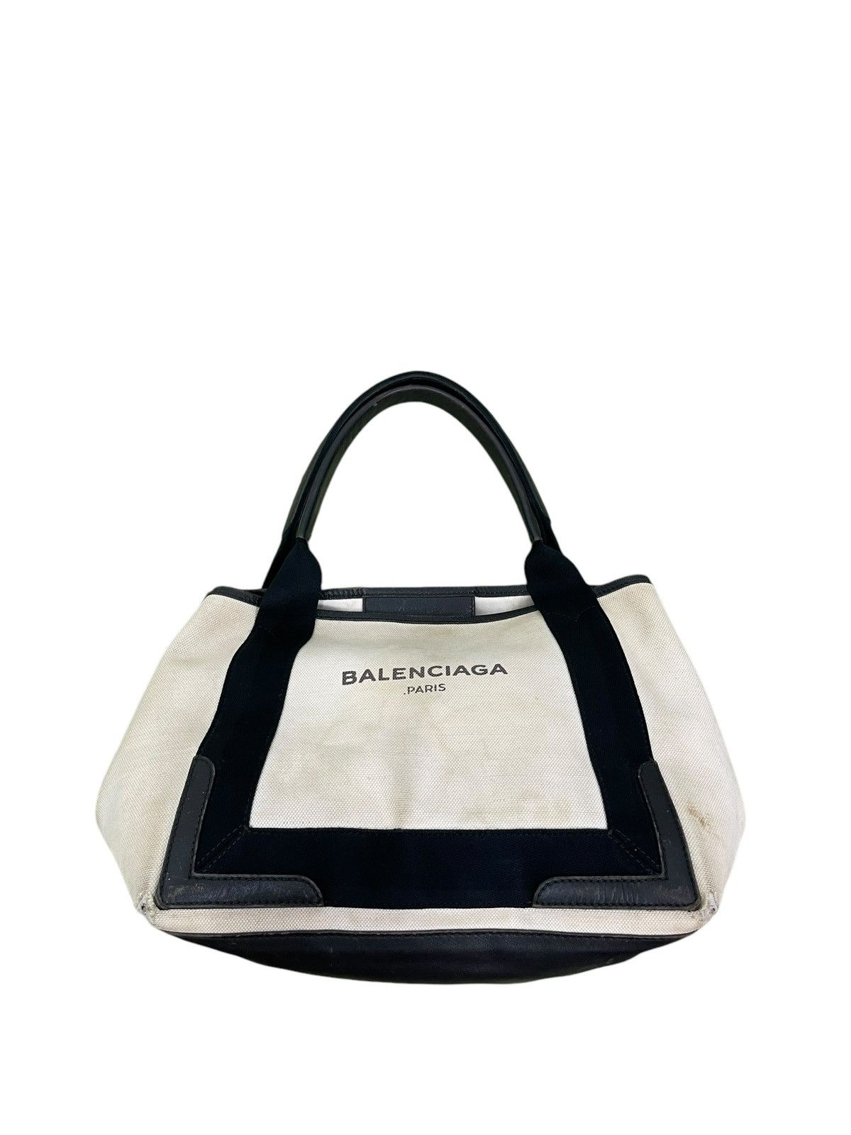 Balenciaga Balenciaga Paris Cotton Canvas Leather Tote Bag 9🟩 Size ONE SIZE - 3 Thumbnail