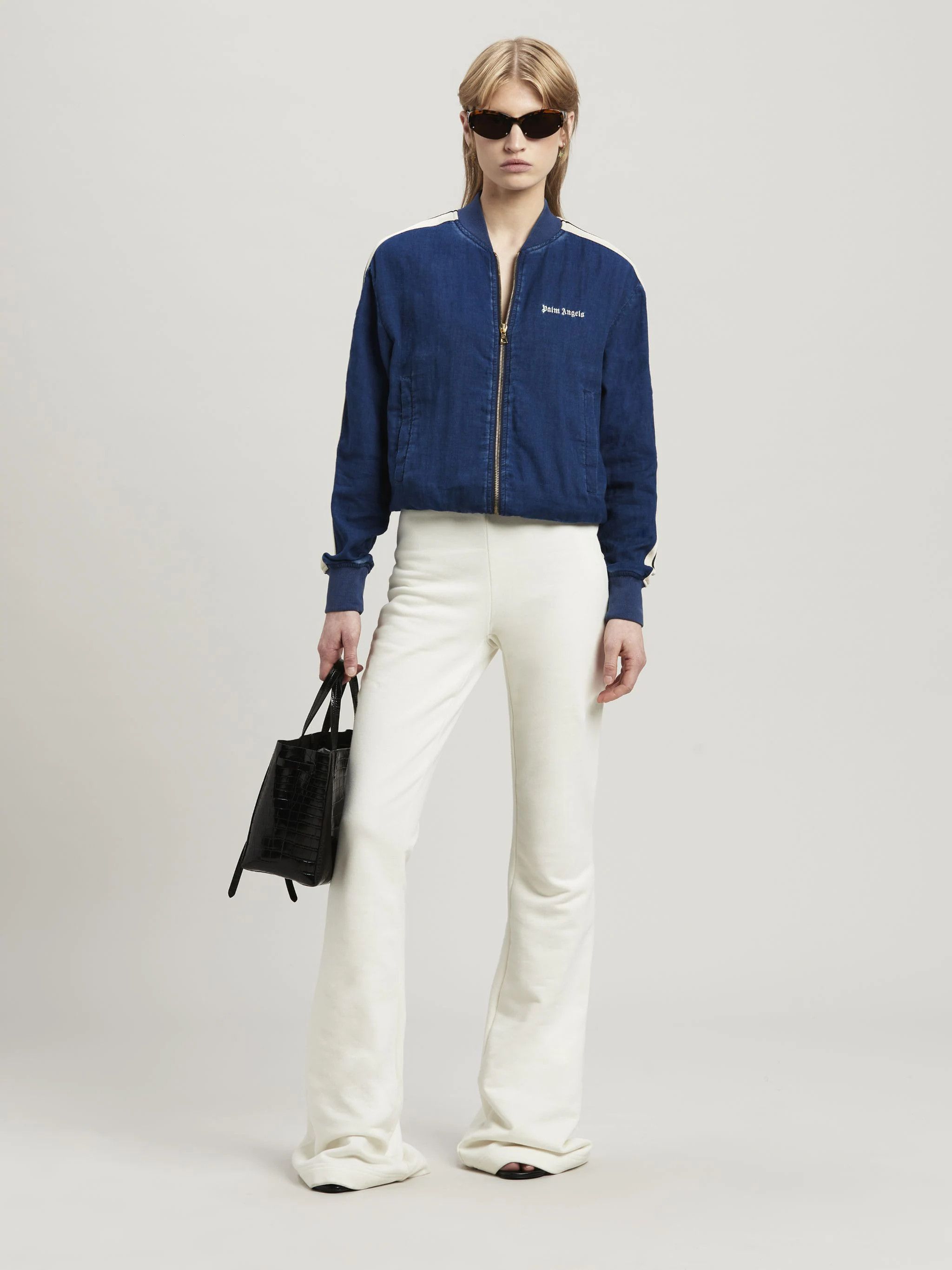 Palm Angels o1s22i1n0824 Chambray Track Sweatshirt in Blue Size M / US 6-8 / IT 42-44 - 2 Thumbnail
