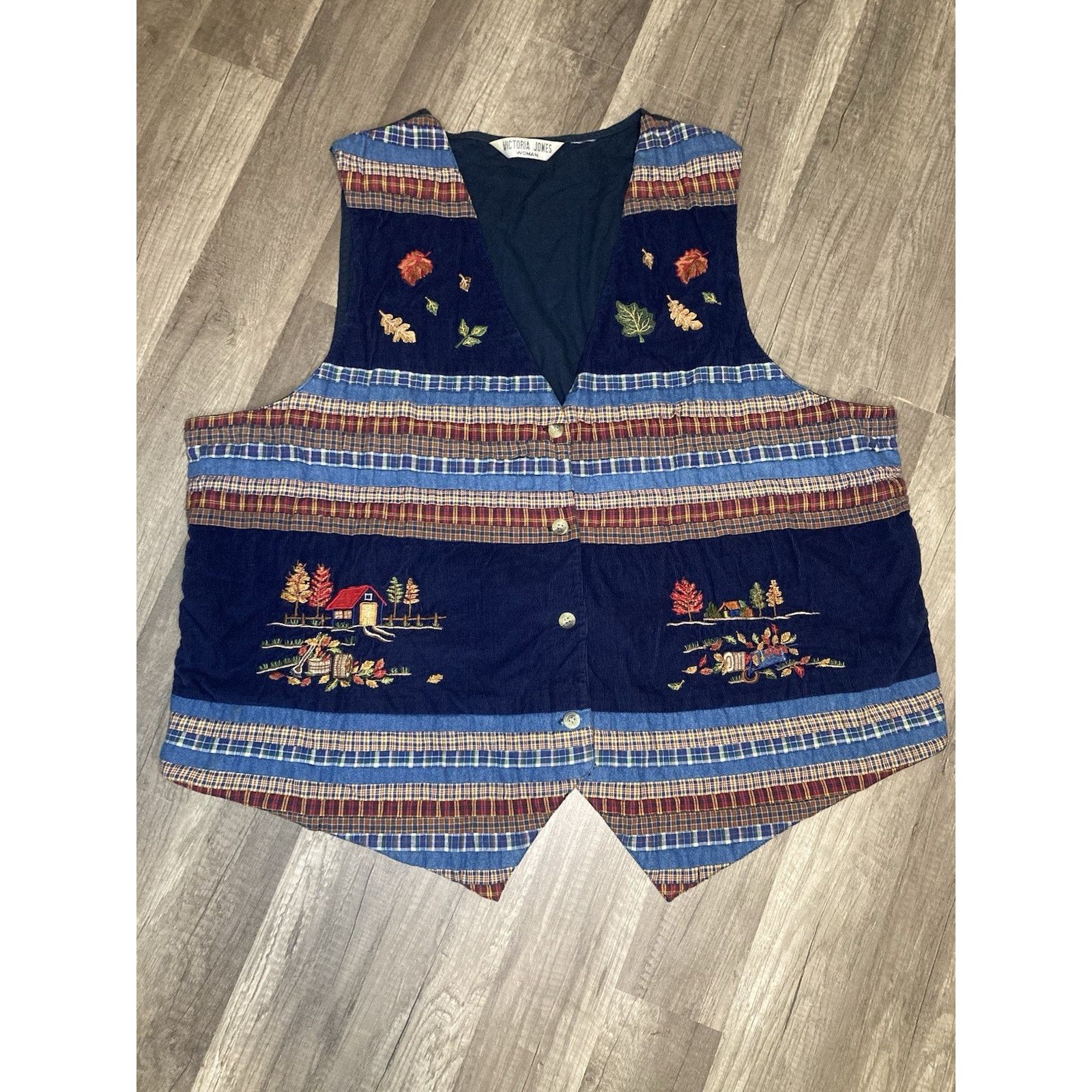 Vintage Vtg Embroidered Corduroy Vest XL/2X Cabin Cottage Teacher Size XL / US 12-14 / IT 48-50 - 1 Thumbnail