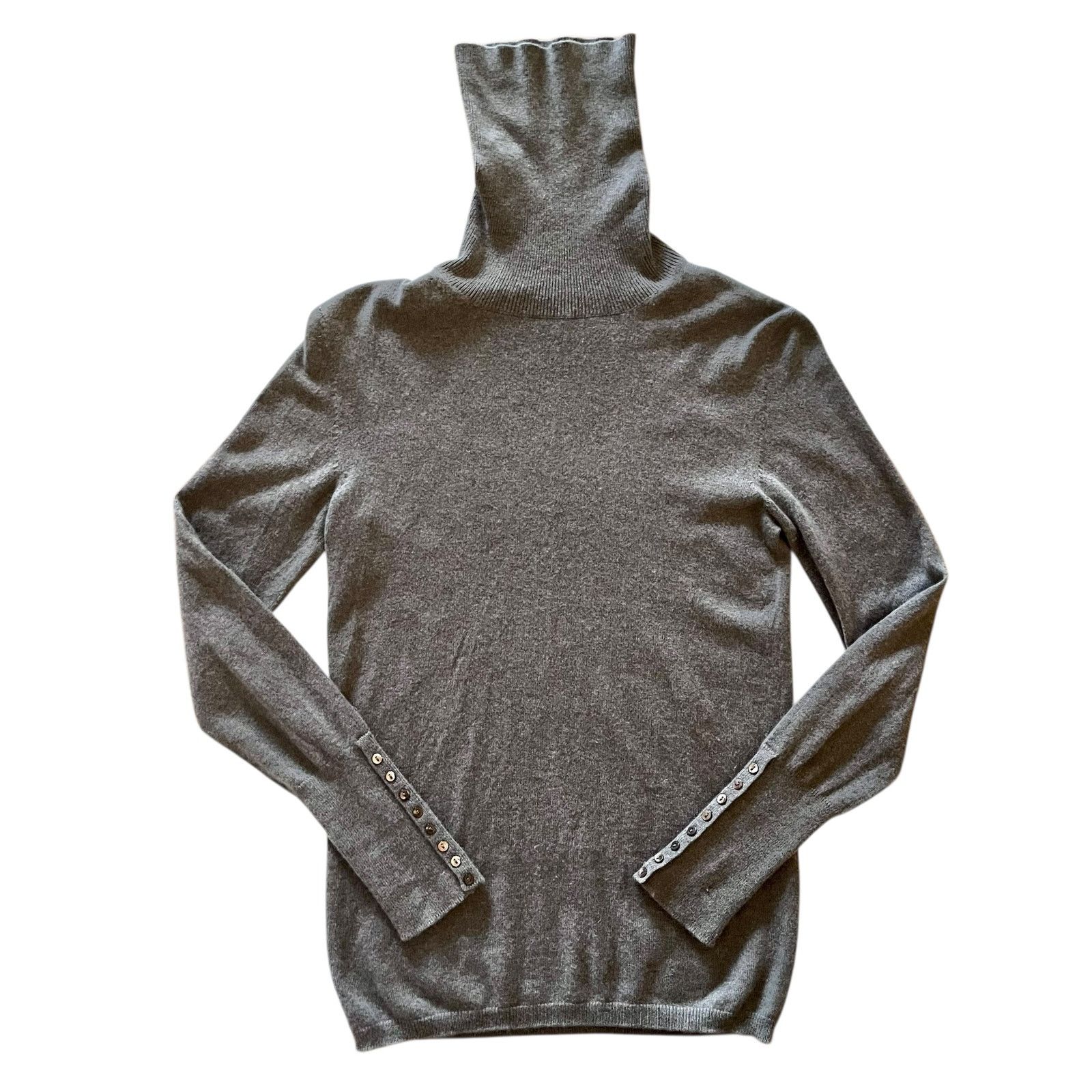 Agnona Agnona Gray Cashmere Button Cuff Pullover Turtleneck Sweater Size M / US 6-8 / IT 42-44 - 2 Thumbnail