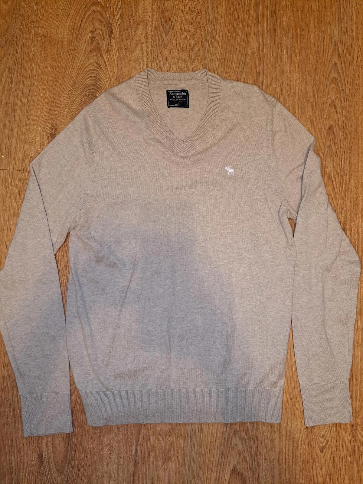 Abercrombie & Fitch Abercrombie & Fitch Sweater Mens Large Beige V Neck Wool Size US L / EU 52-54 / 3 - 1 Thumbnail