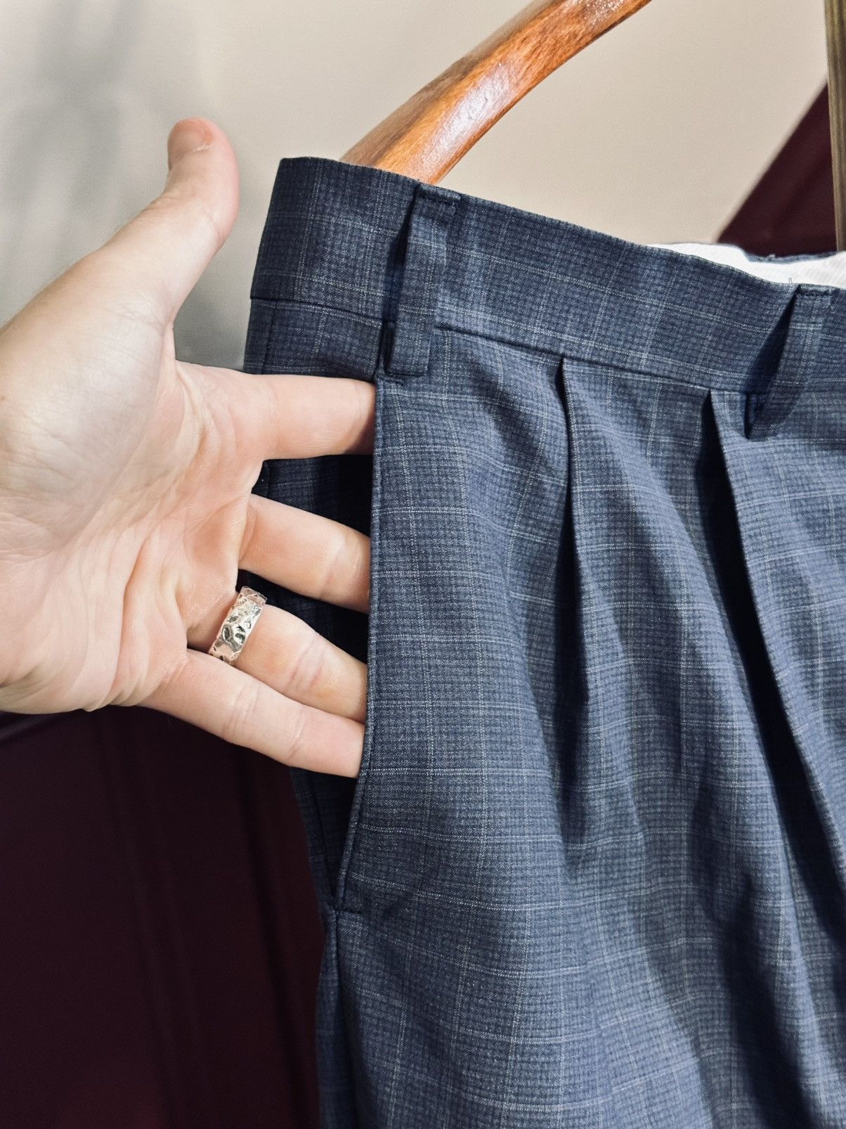 RRL Ralph Lauren Double RL blue plaid Egyptian flat front pants trousers Size US 37 - 5 Thumbnail