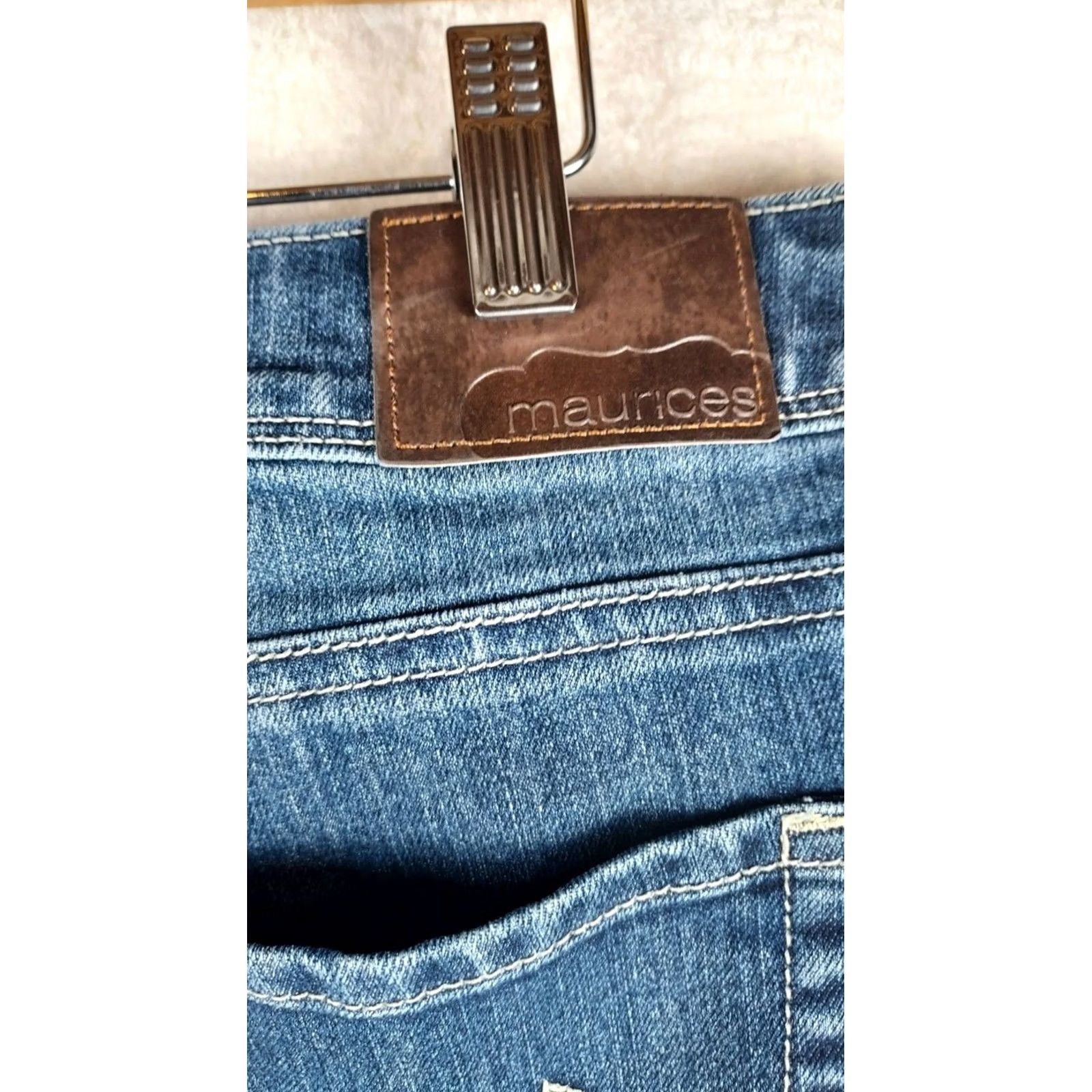 Vintage Maurices Jeans Women’s Regular Bootcut Denim 31In Inseam Medium Wash Blue 12 5-Pocket Stretch Zipper Button Size 34" / US 12 / IT 48 - 4 Thumbnail