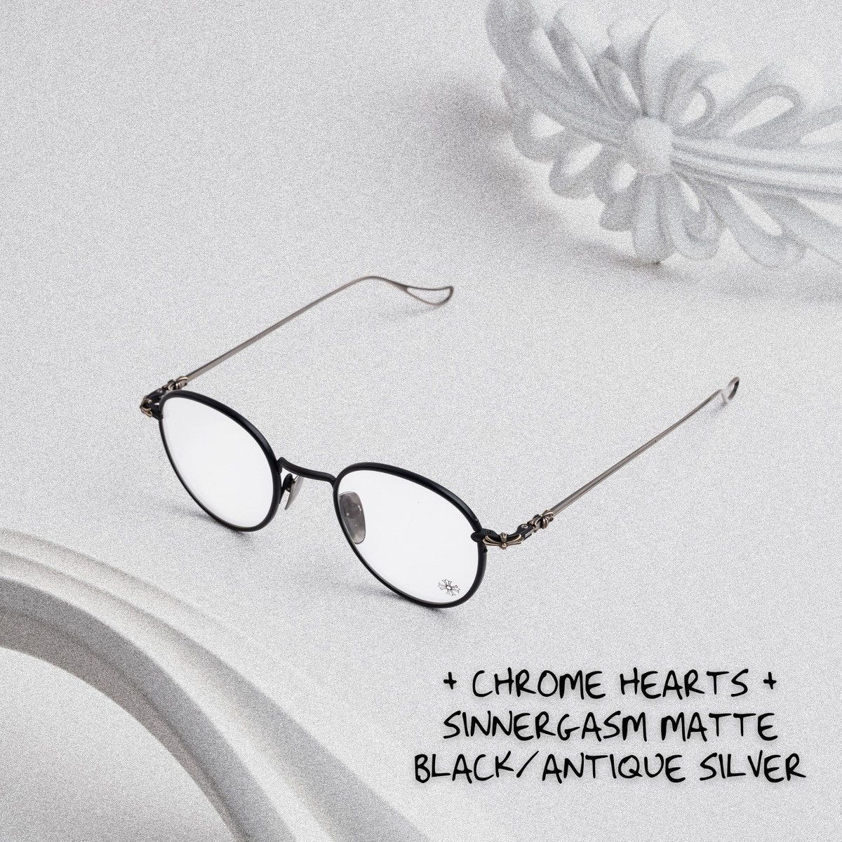 Chrome Hearts CHROME HEARTS SINNERGASM MATTE BLACK/ ANTIQUE SILVER GLASSES Size ONE SIZE - 1 Thumbnail