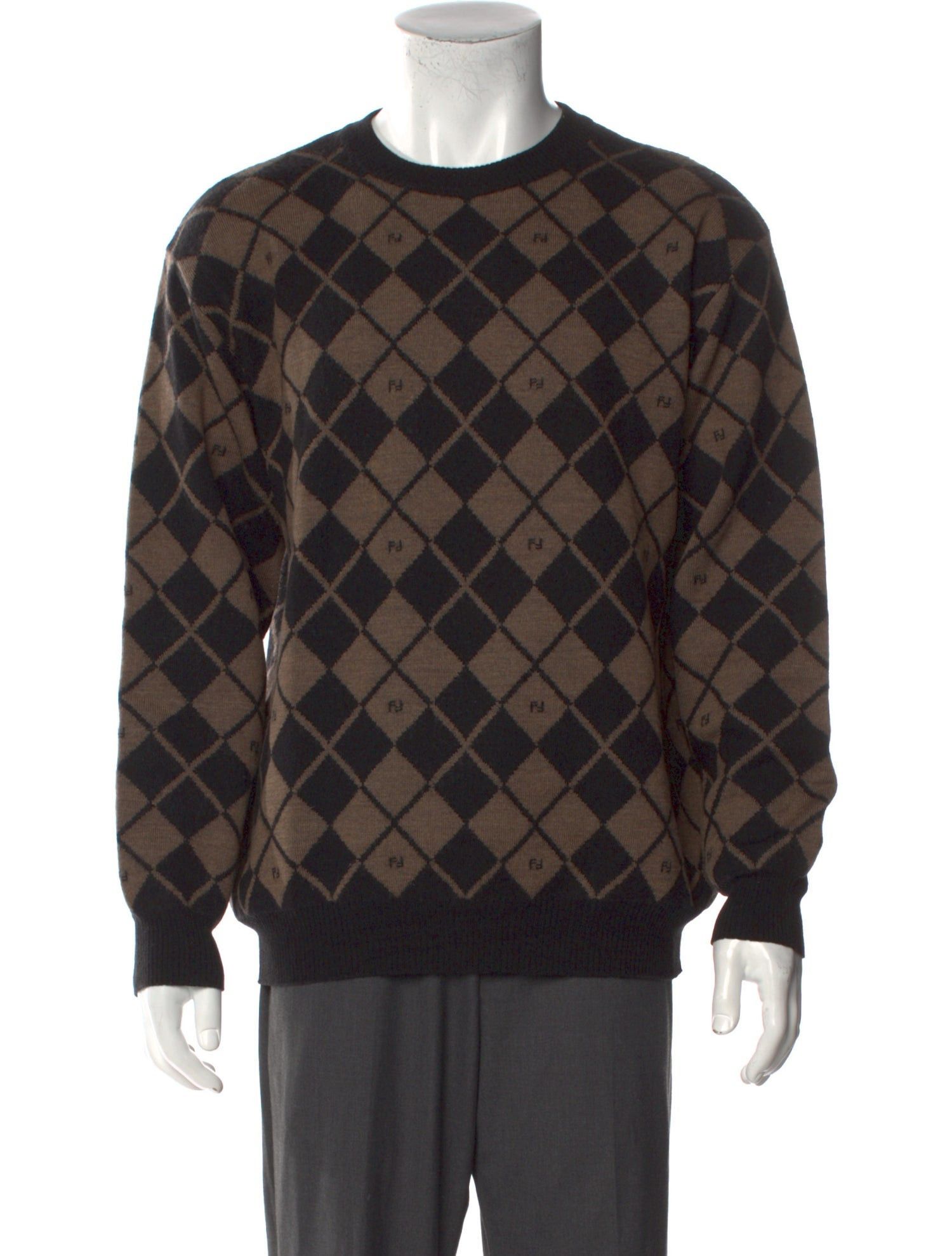 Fendi FENDI ARGYLE KNIT WOOL SWEATSHIRT Size US L / EU 52-54 / 3 - 1 Thumbnail