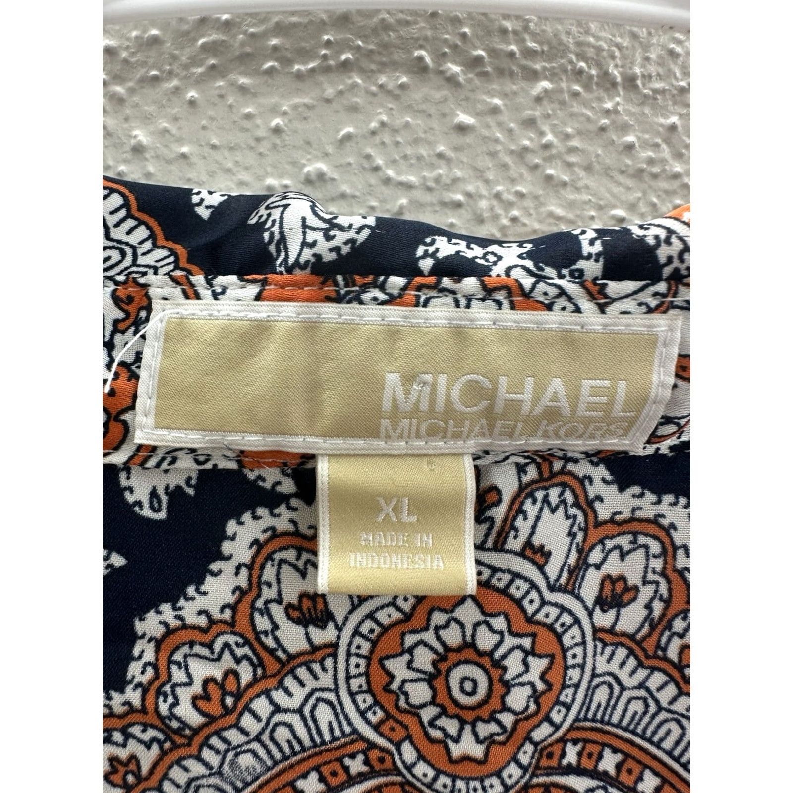 Michael Kors Michael Kors Blouse Womens XL Blue Paisley Collared V-Neck Long Sleeve Size XL / US 12-14 / IT 48-50 - 4 Thumbnail