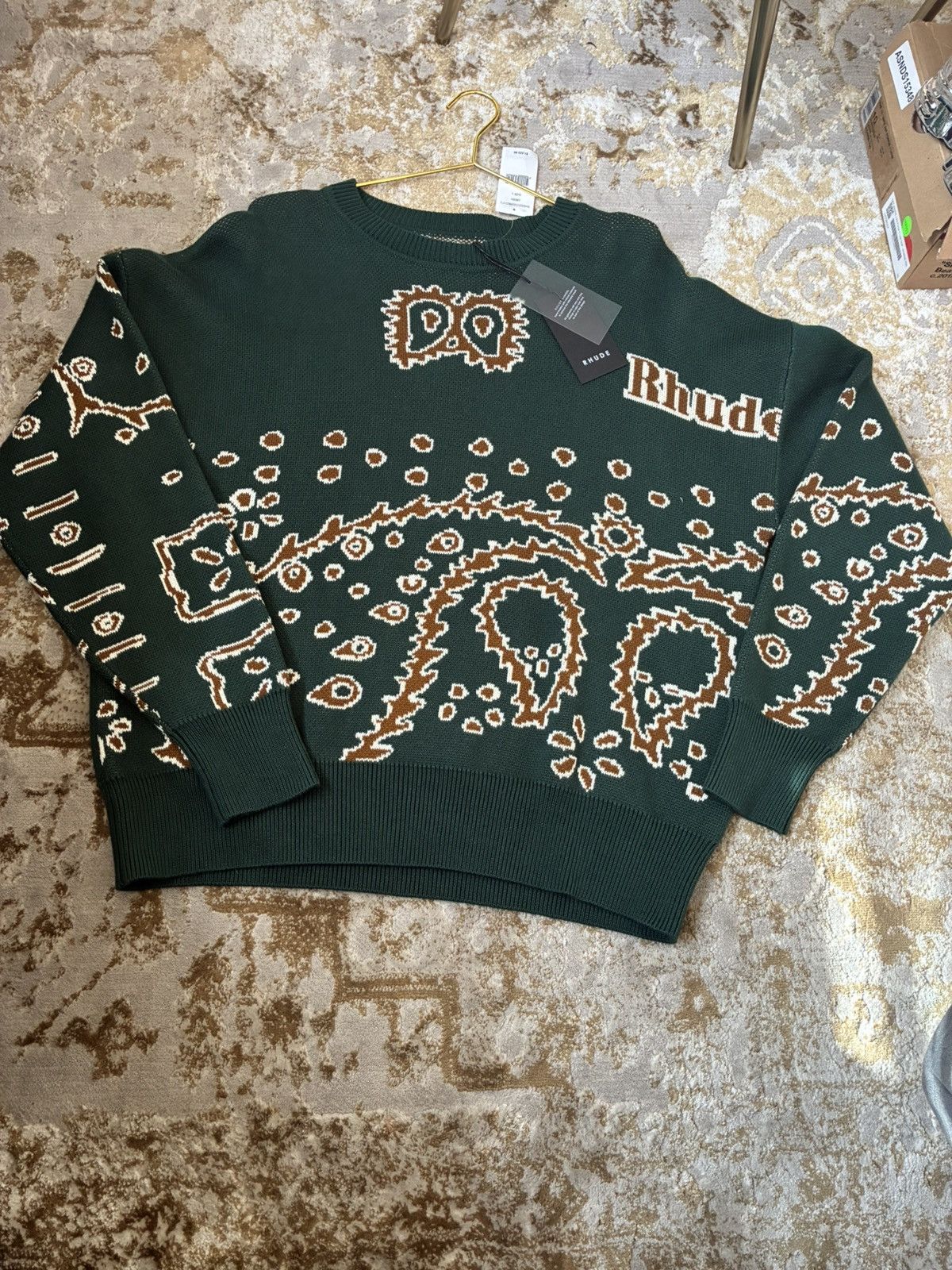Rhude BANDANA KNIT CREWNECK "GREEN Size US L / EU 52-54 / 3 - 1 Thumbnail
