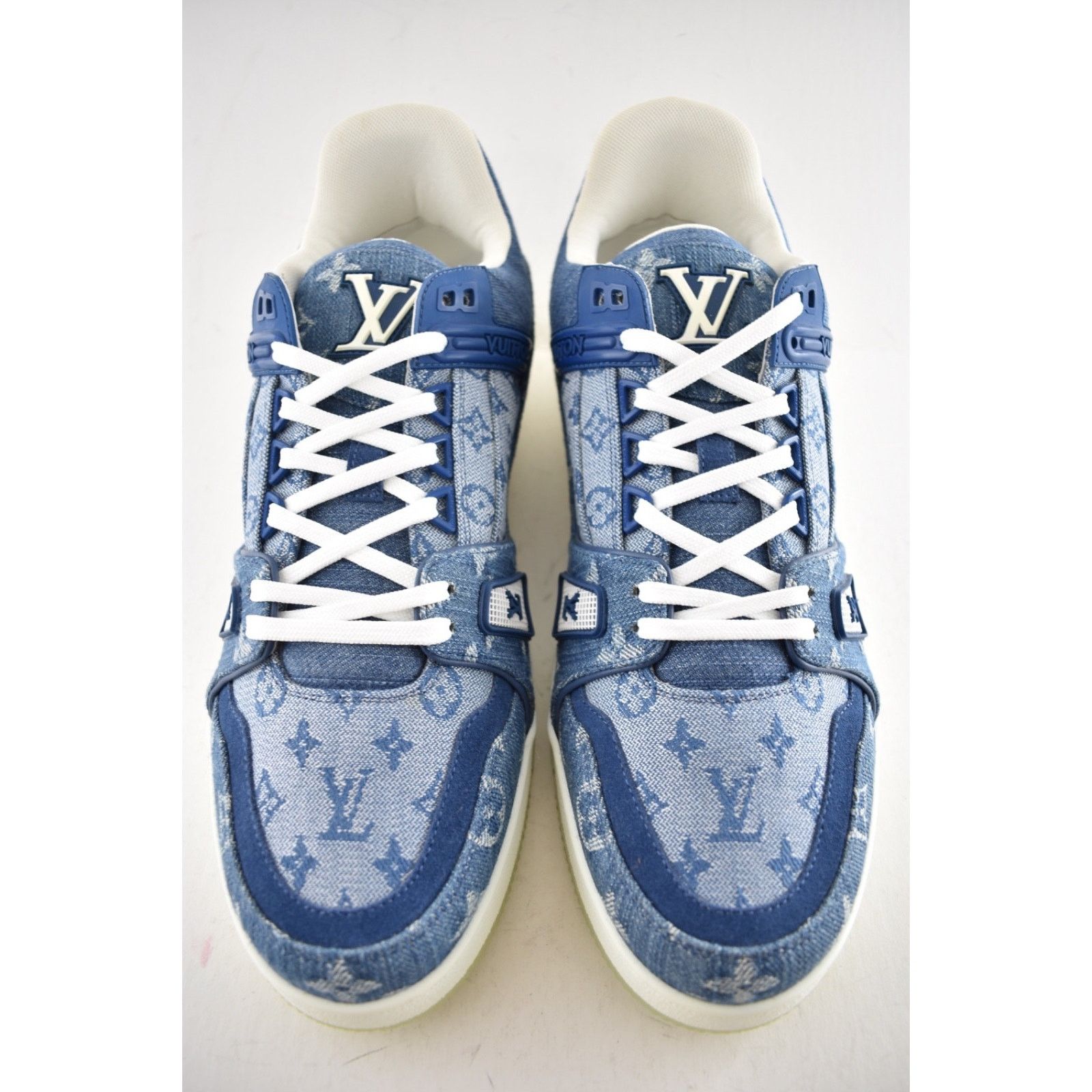 Louis Vuitton Louis Vuitton Blue Denim Monogram LV Logo Low Top Trainer Size US 10 / EU 43 - 7 Thumbnail