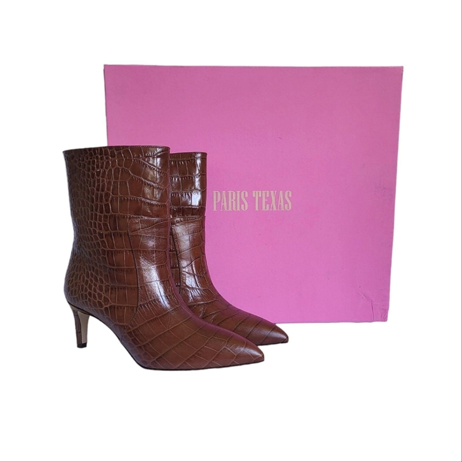 Paris Texas Paris Texas Moc Croco Seamed Mid Heel Ankle Boots Brown 35 Size US 5 / IT 35 - 14 Thumbnail