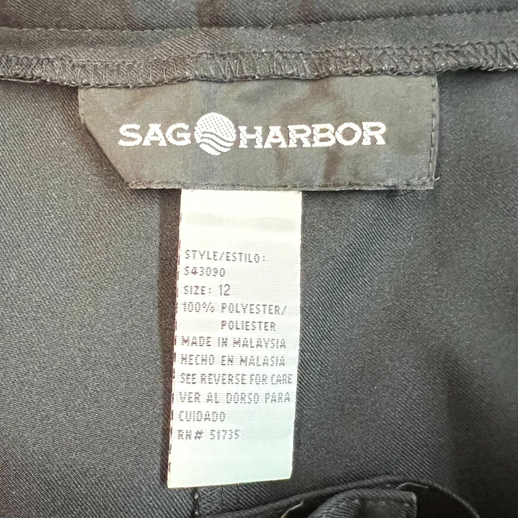 Vintage Sag Harbor Womens Dress Pants Black Pleated Straight Leg High Rise Size 12 Size 34" / US 12 / IT 48 - 7 Thumbnail