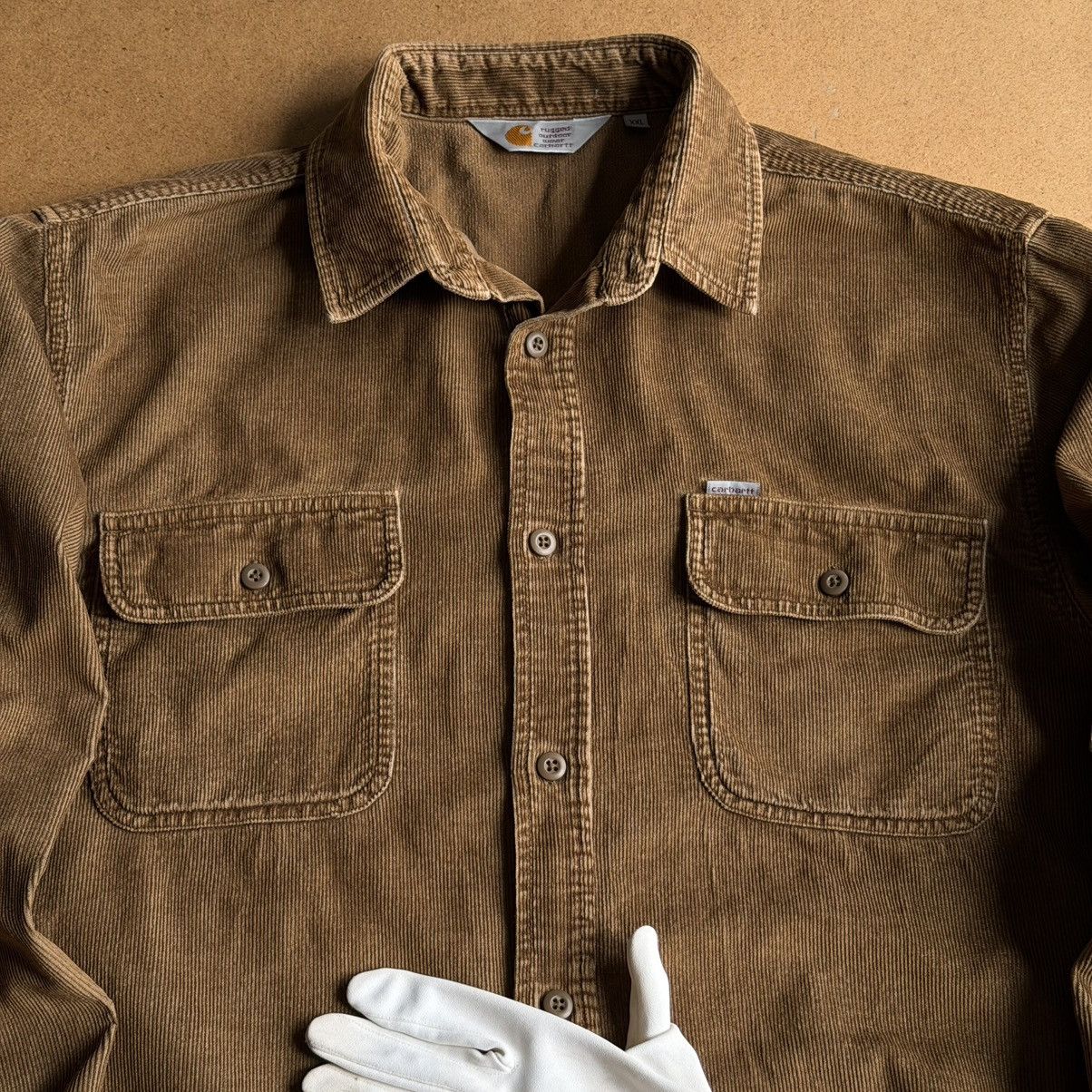 Carhartt Vintage Carhartt Corduroy Job Shirt Jacket Brown Size US XXL / EU 58 / 5 - 2 Thumbnail