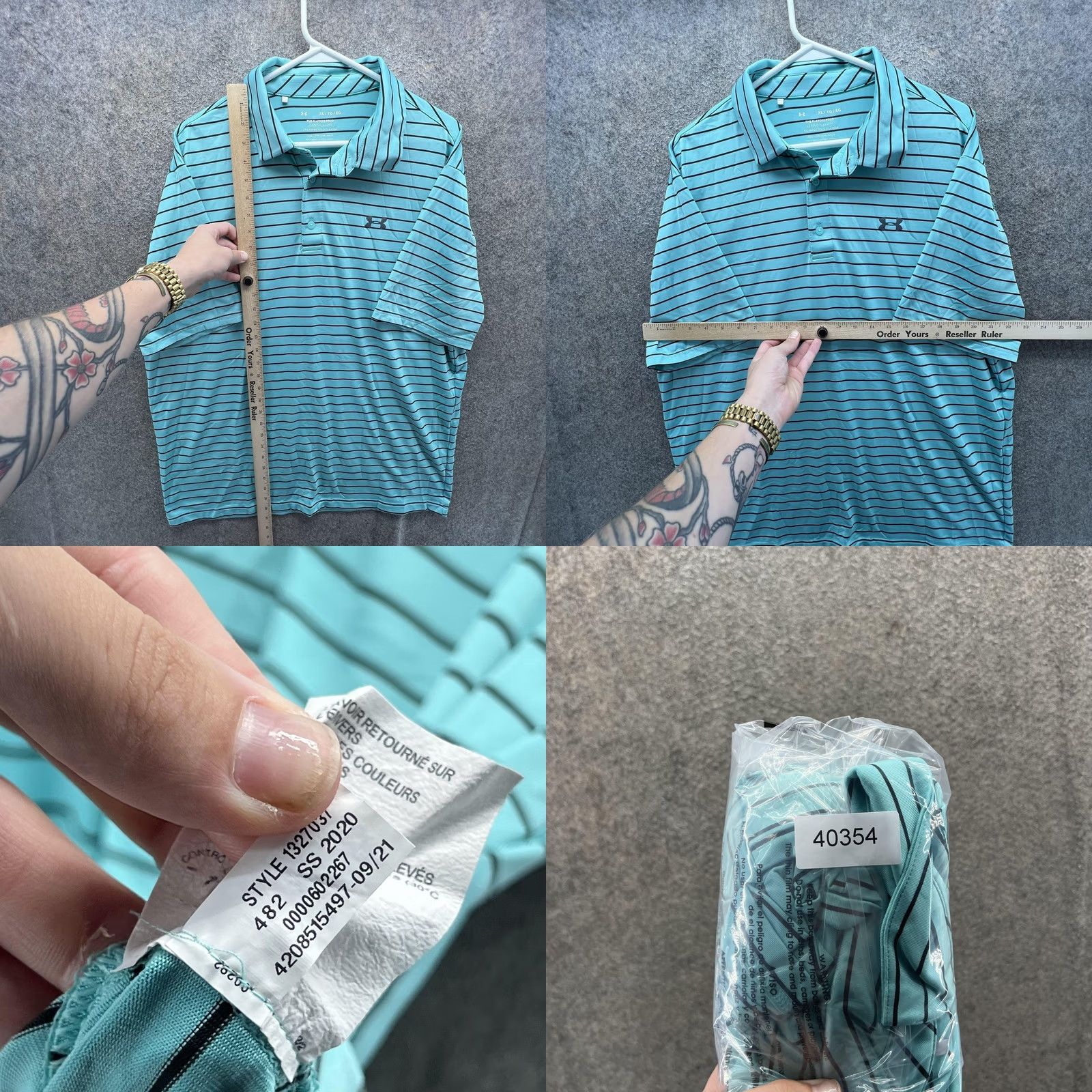 Under Armour Under Armour The Playoff Polo Shirt Mens XL Blue Stripe Golf Loose Fit Stretch Shirt Size US XL / EU 56 / 4 - 8 Thumbnail