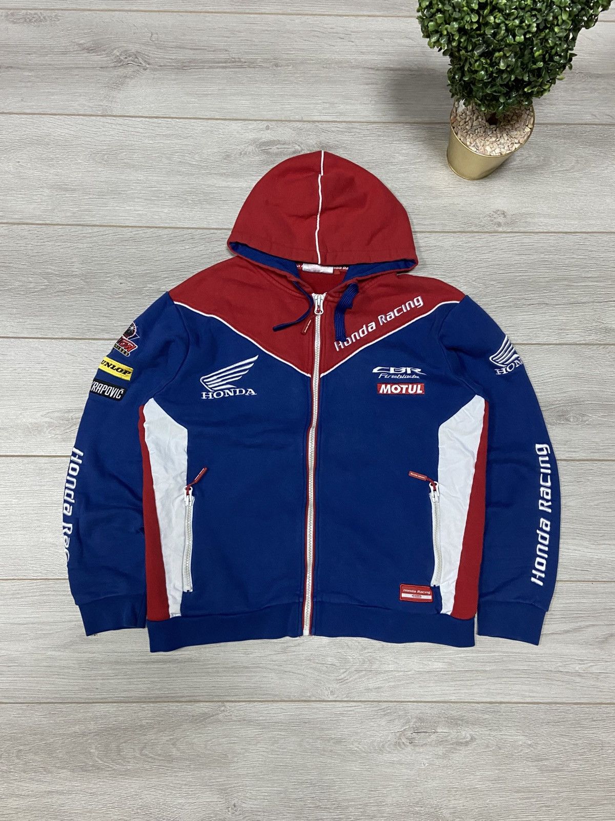 Honda vintage big logo zip hoodie racing