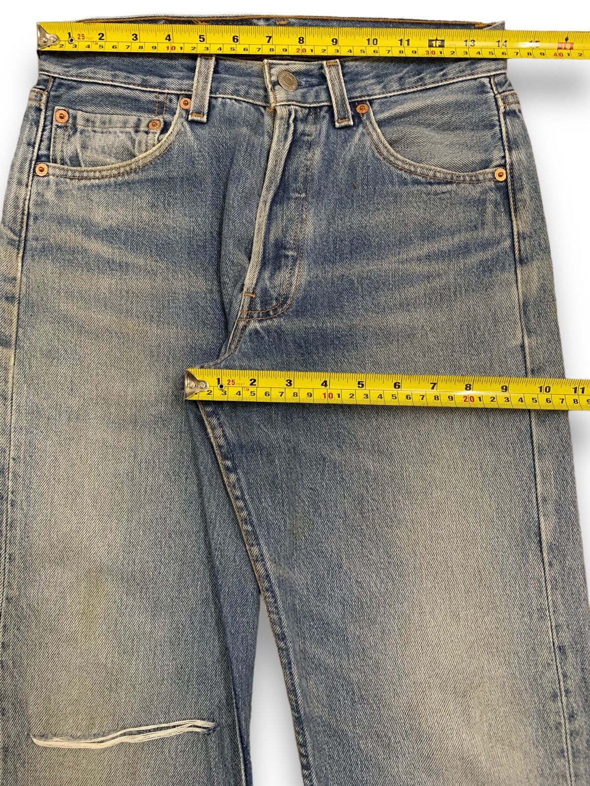 Levi's Vintage 90s Levis 501 Distressed Jeans Stamp Button #501 Size US 28 / EU 44 - 15 Thumbnail