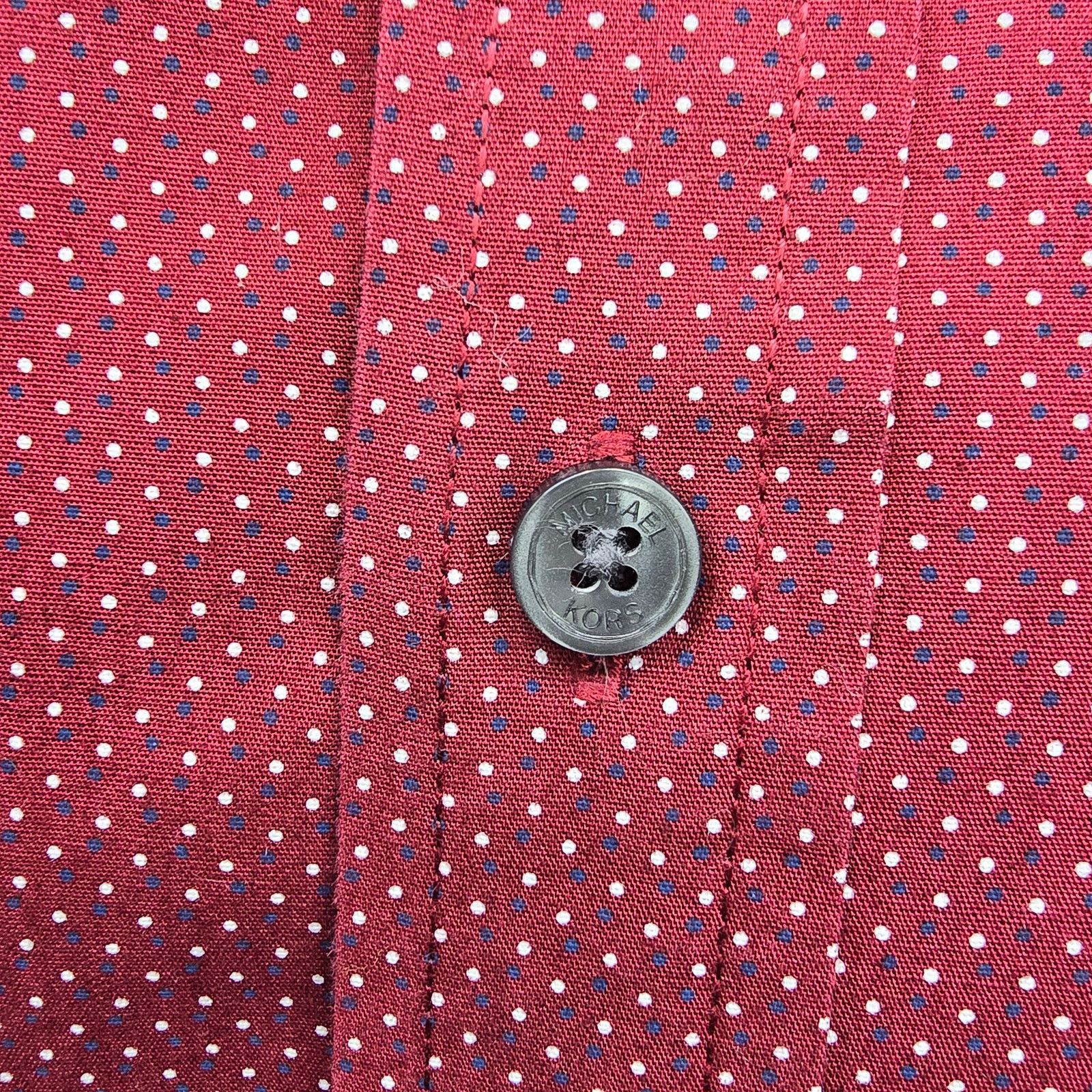 Michael Kors Michael Kors Men Shirt Red Dot Print Contrast Flip Cuff L Size US L / EU 52-54 / 3 - 8 Thumbnail