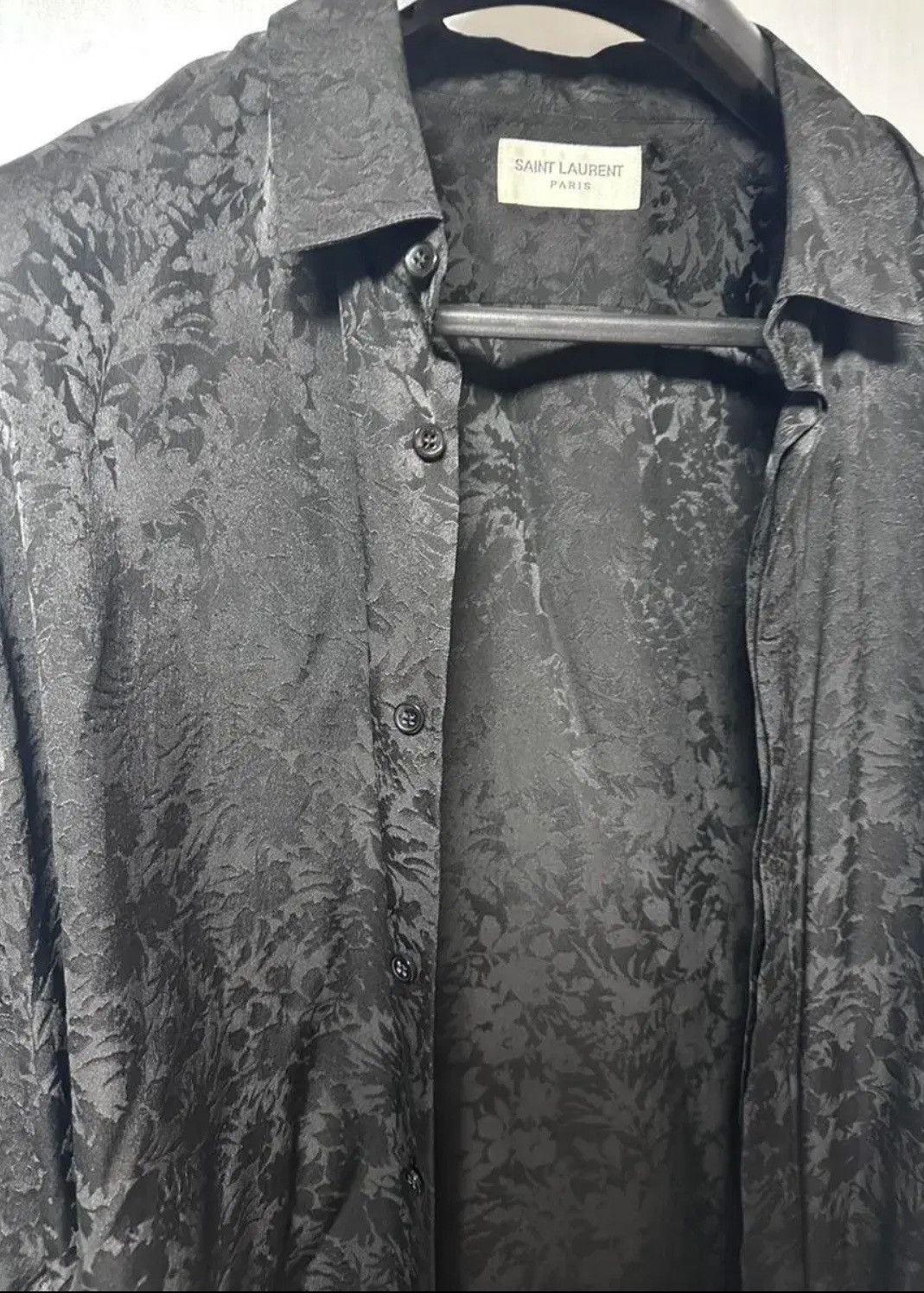 Saint Laurent Paris Saint Laurent Black Floral Rayon Shirts Size US XL / EU 56 / 4 - 2 Thumbnail