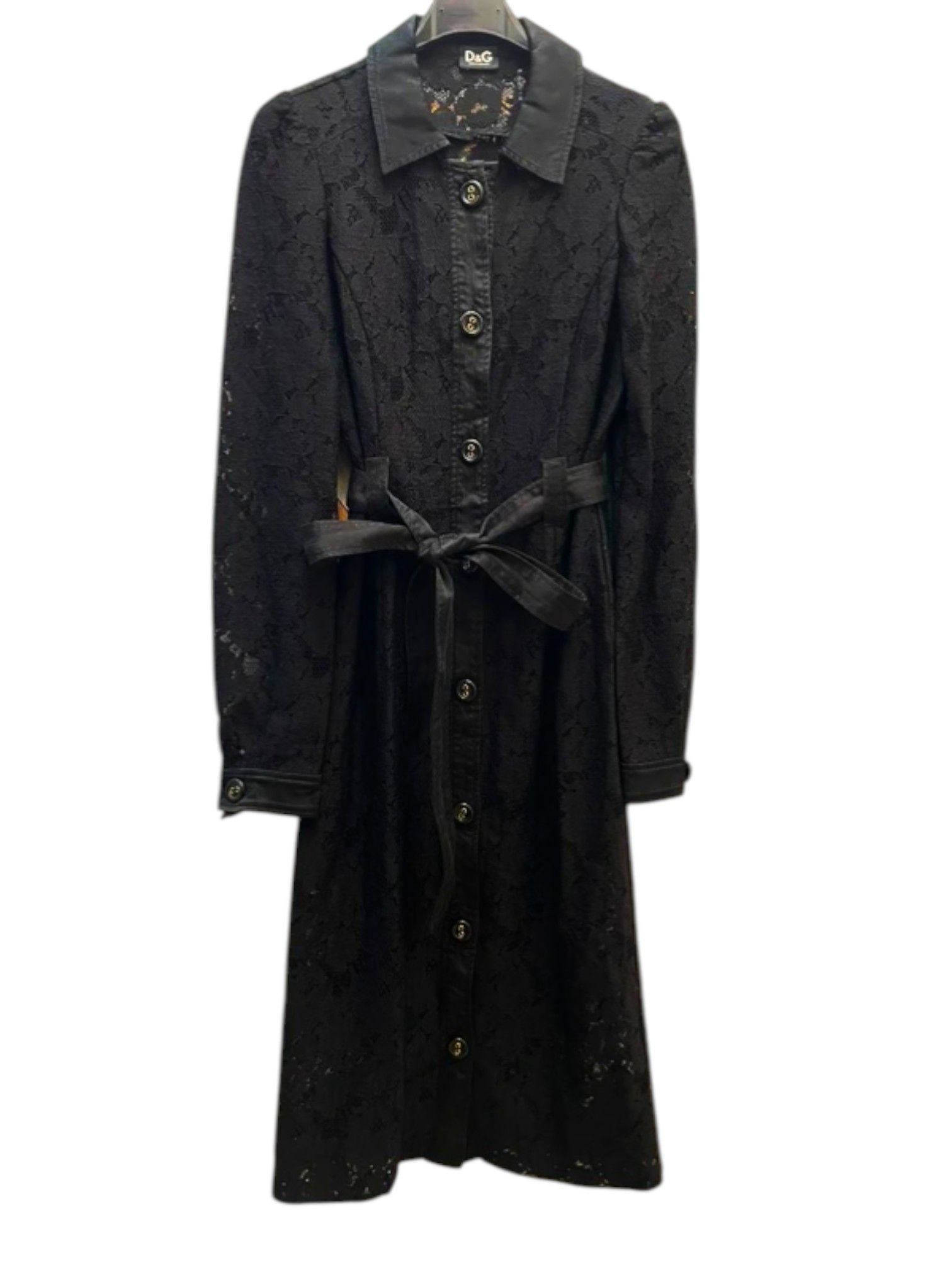Dolce & Gabbana D&G Black Lace Trench Coat Size M / US 6-8 / IT 42-44 - 1 Thumbnail