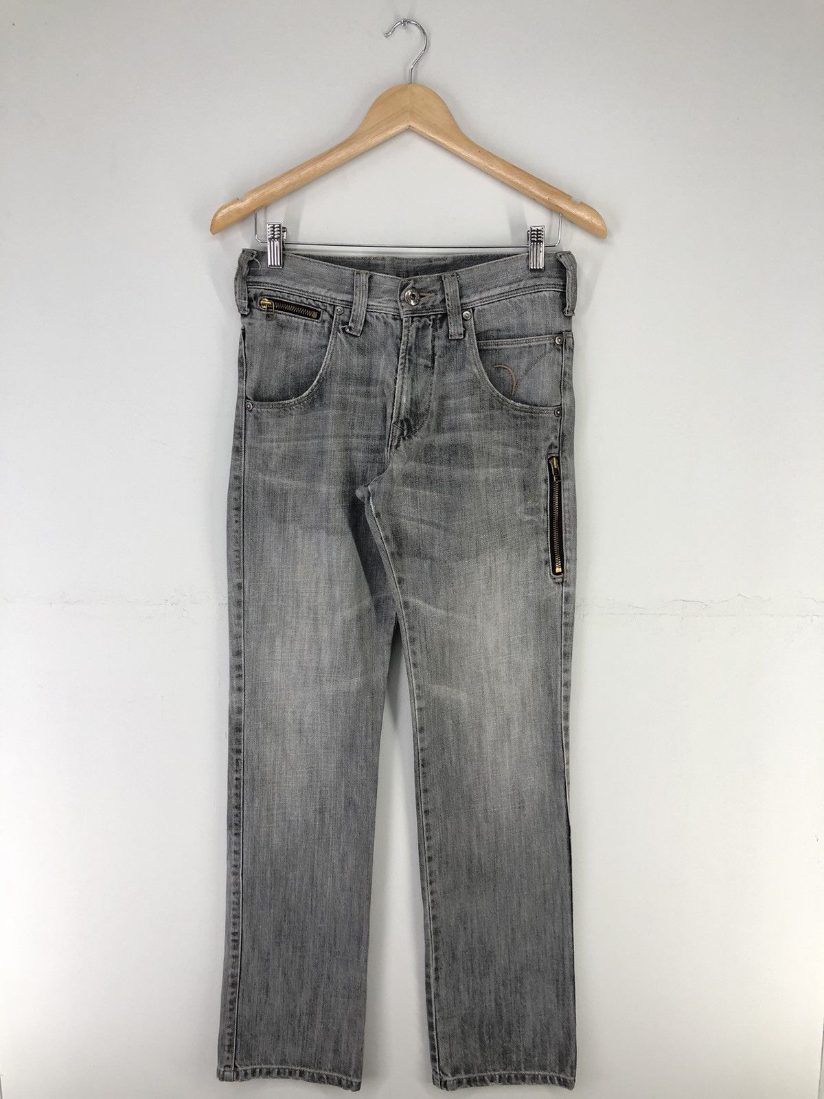 image of Seditionaries Back Number Buckle Back Light Wash Jeans, Men's (Size 28)