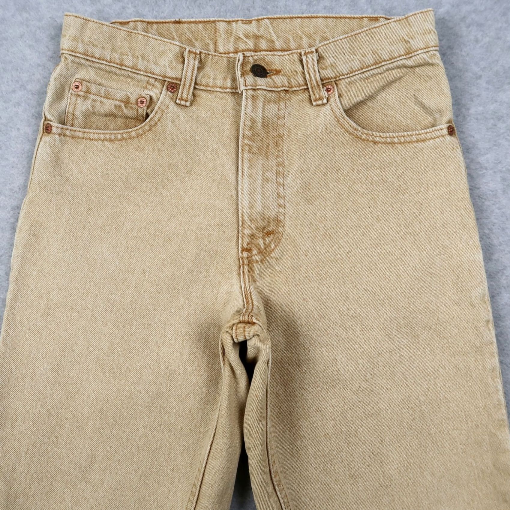 Levi's VINTAGE Levi's 550 Jeans Men's 29x30 Tan Denim Relaxed Fit USA Made 90s 5-Pocket Style Mens Size US 29 - 3 Thumbnail