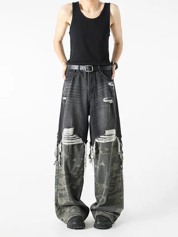Japanese Brand Retro casual camouflage patchwork jeans Size US 32 / EU 48 - 2 Thumbnail