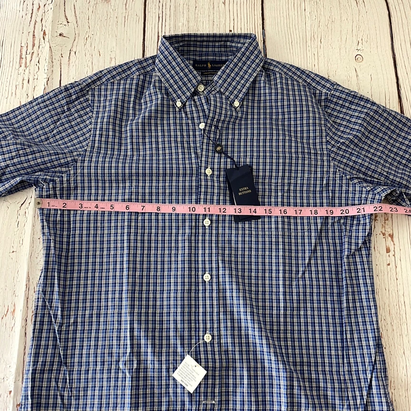 Polo Ralph Lauren Polo Ralph Lauren Shirt Button-Up Long Sleeve Medium Blue Plaid Stretch Mens Size US M / EU 48-50 / 2 - 6 Thumbnail