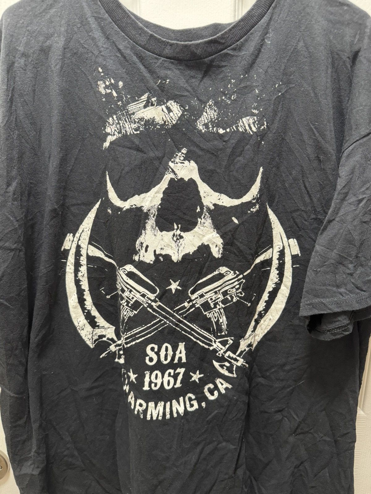 Vintage Sons of Anarchy SOA Vintage Skull Gun M-16 AR Samcro Shirt Size US XXL / EU 58 / 5 - 2 Thumbnail
