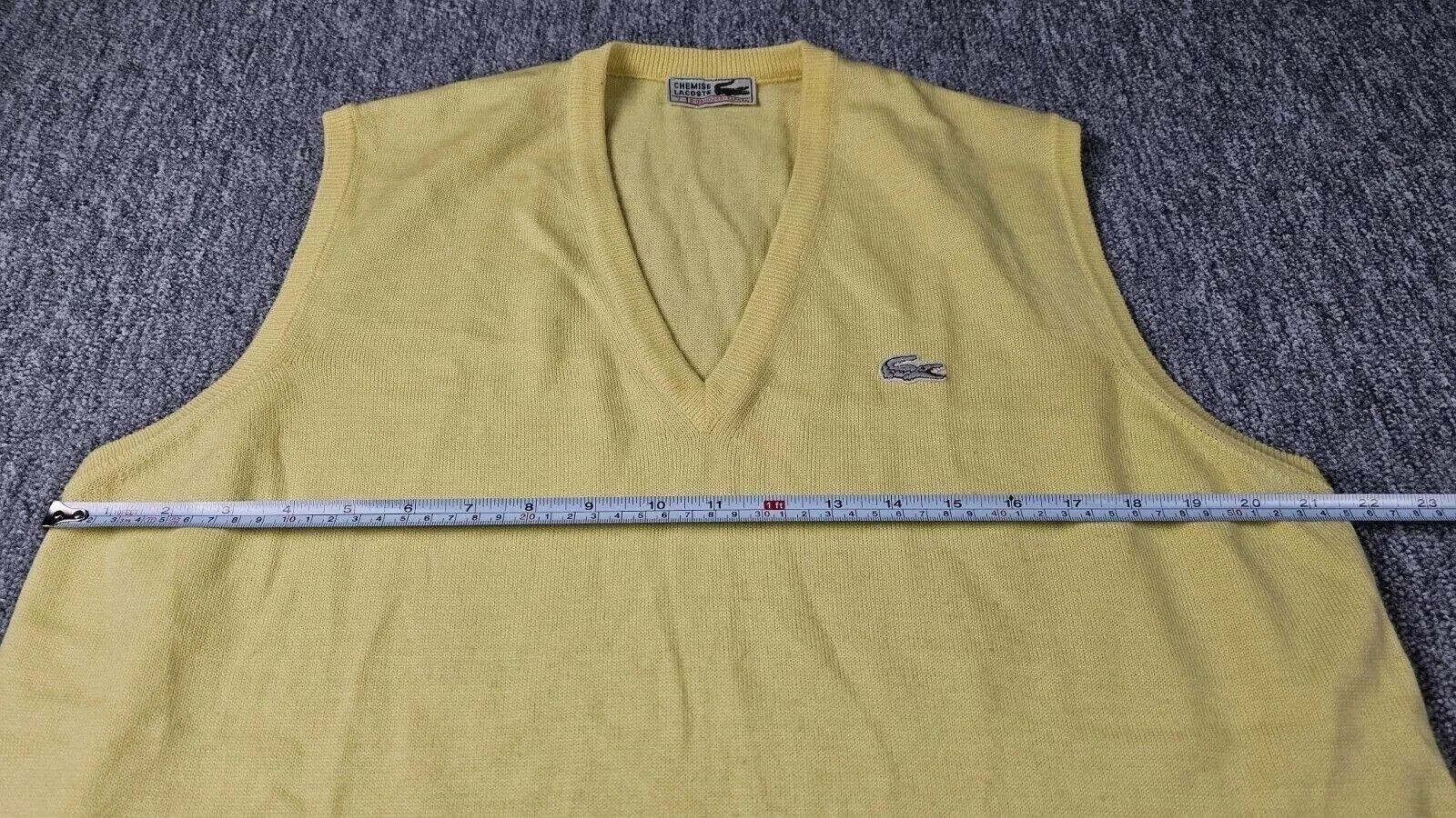 Lacoste Lacoste V-Neck Sweater Vest Yellow Cotton Crocodile Logo 2XL Size US XXL / EU 58 / 5 - 7 Thumbnail