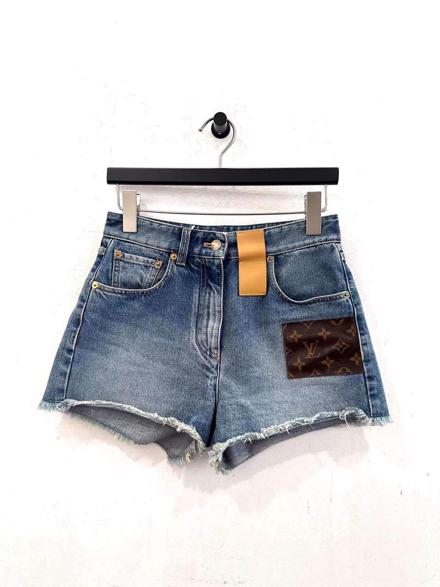 Louis Vuitton LV Women's Blue Denim Shorts Monogram Brown Tag 32 Size 24" / US 00 / IT 34 - 1 Thumbnail