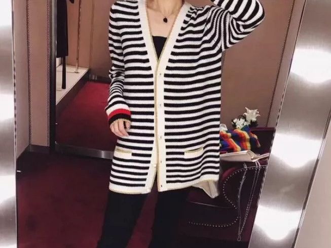 Gucci Gucci Color-blocked striped wool V-neck single-breasted lon Size M / US 6-8 / IT 42-44 - 9 Thumbnail