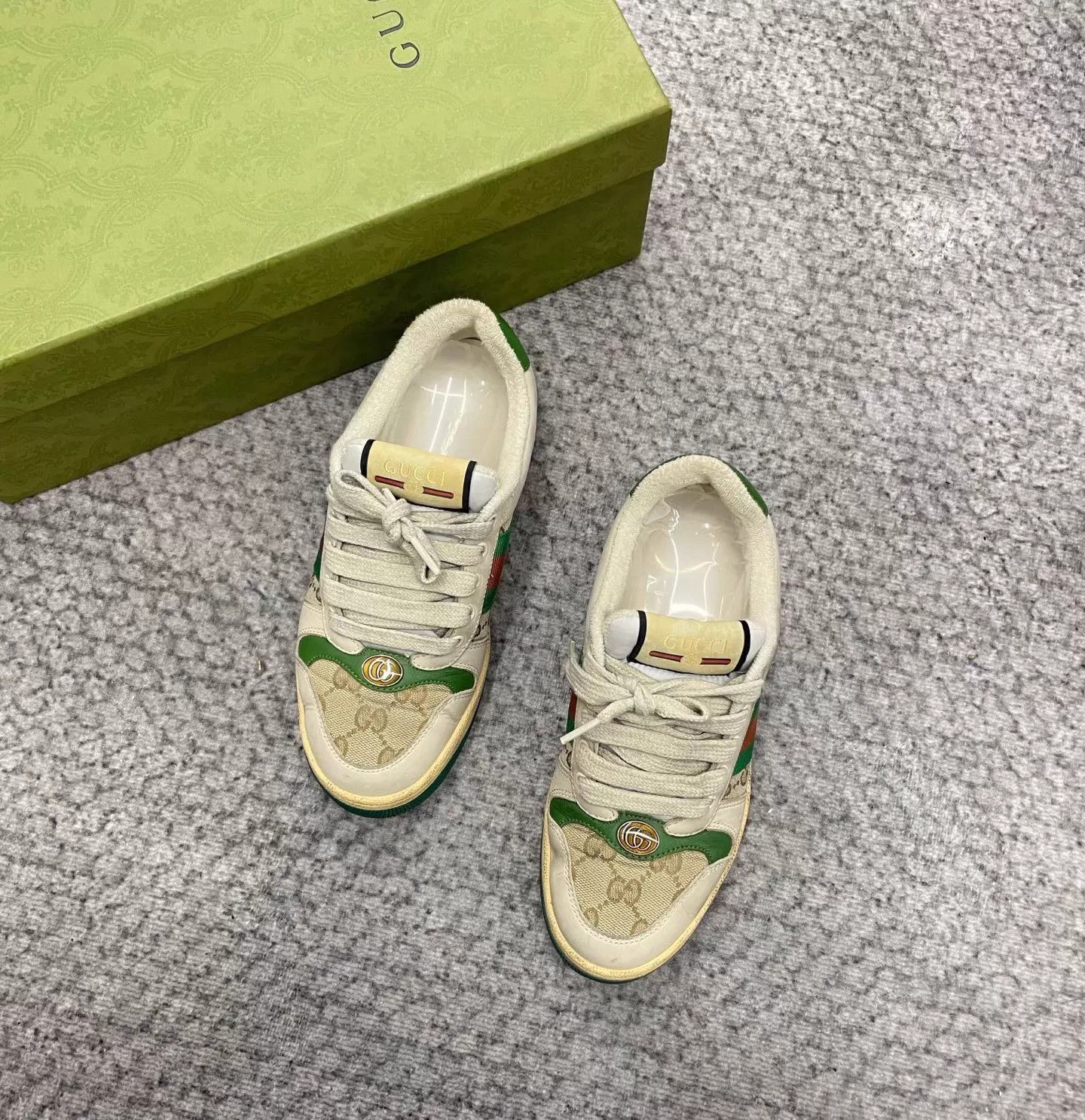 Gucci Gucci Double G Enamel Distressed Sneakers 35.5 Size US 5 / IT 35 - 2 Thumbnail