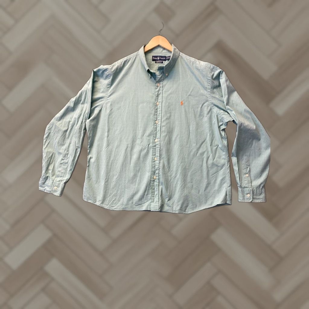 Polo Ralph Lauren VINTAGE Polo Ralph Lauren Men's Long Sleeve Cotton Oxford Shirt 2XL Green Lime Casual Classic Size US XXL / EU 58 / 5 - 1 Thumbnail