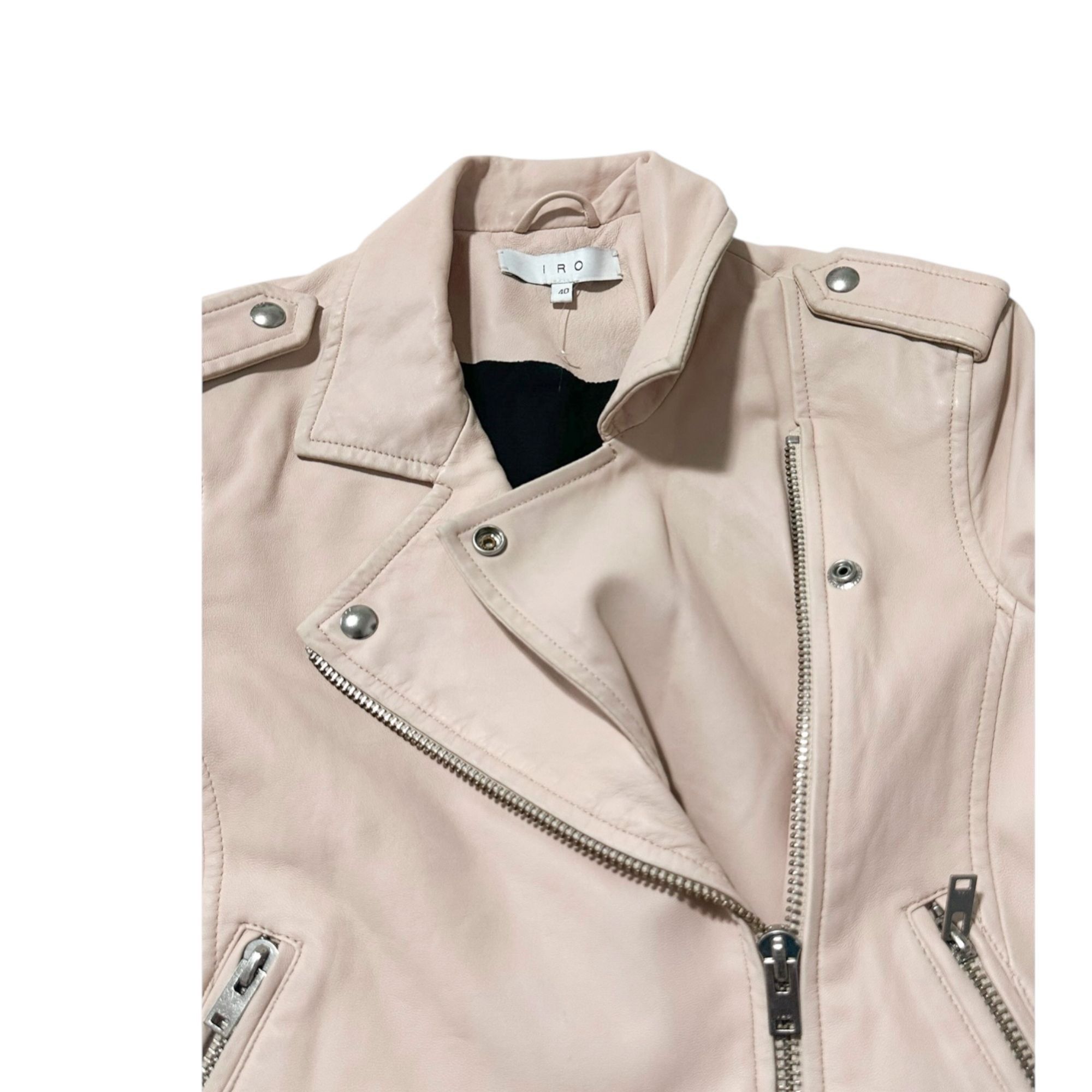 Iro IRO Ashville cropped washed-leather biker jacket, Nude Size M / US 6-8 / IT 42-44 - 9 Thumbnail