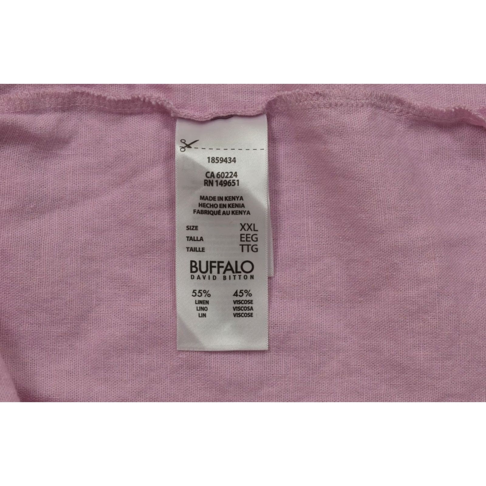 Buffalo David Bitton VINTAGE: No Buffalo Jeans Women's 2XL Pink Linen Viscose Short Sleeve Button-Up Cam Shirt Casual Summer Spring Fall Womens Size 40" / US 18 - 7 Thumbnail