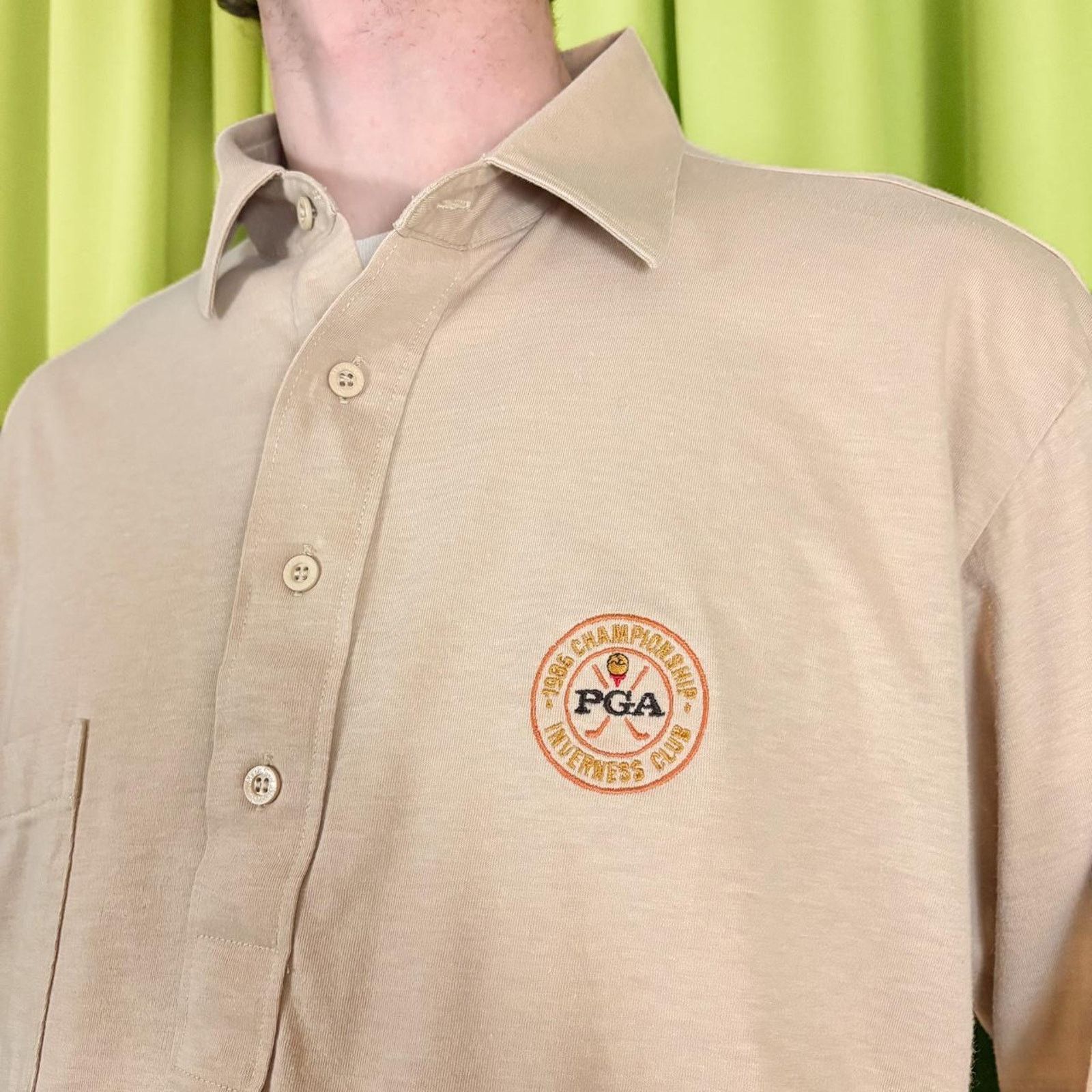 PGA Tour 80s Vintage Beige 1986 PGA Championship Inverness Club Polo Size US XL / EU 56 / 4 - 1 Thumbnail