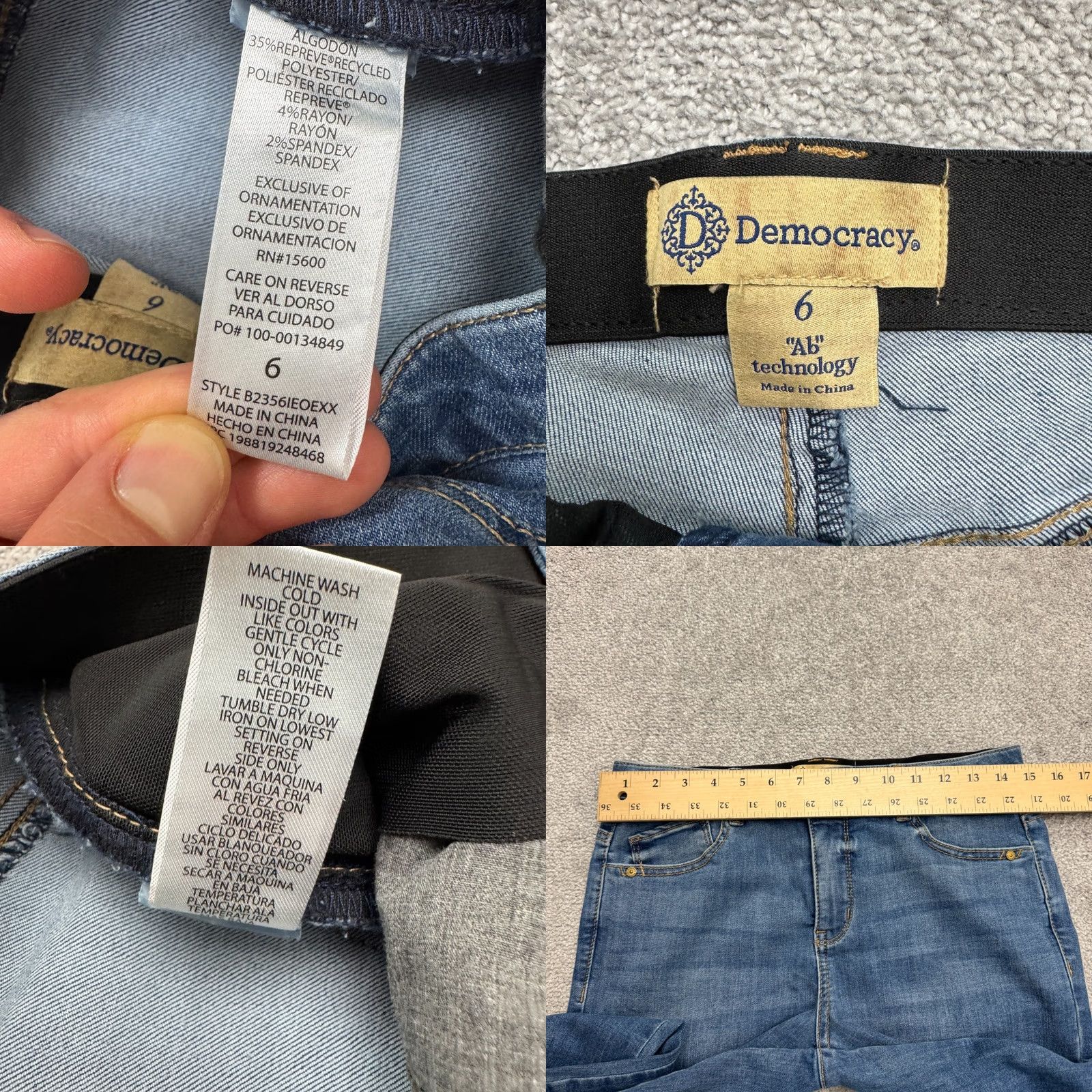Vintage Democracy AB Solution High Rise Denim Jeans Womens 6 Blue Medium Wash Slim Straight Pockets 5-Pocket Design Jeans Size 28" / US 6 / IT 42 - 8 Thumbnail