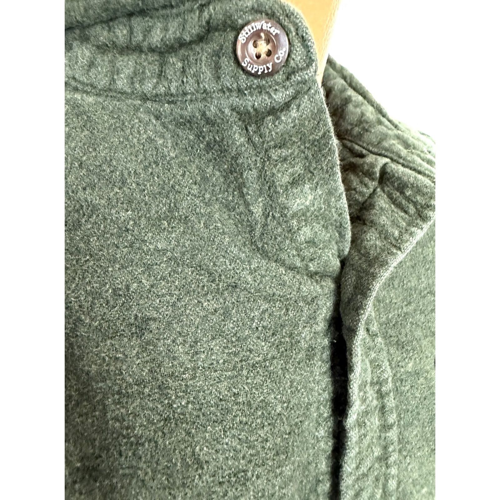 Vintage Stillwater Supply Co. Shirt Men LT Green Flannel Button-Up Heavyweight Pockets 32" Collared 19.5" Shoulders Size US L / EU 52-54 / 3 - 6 Thumbnail