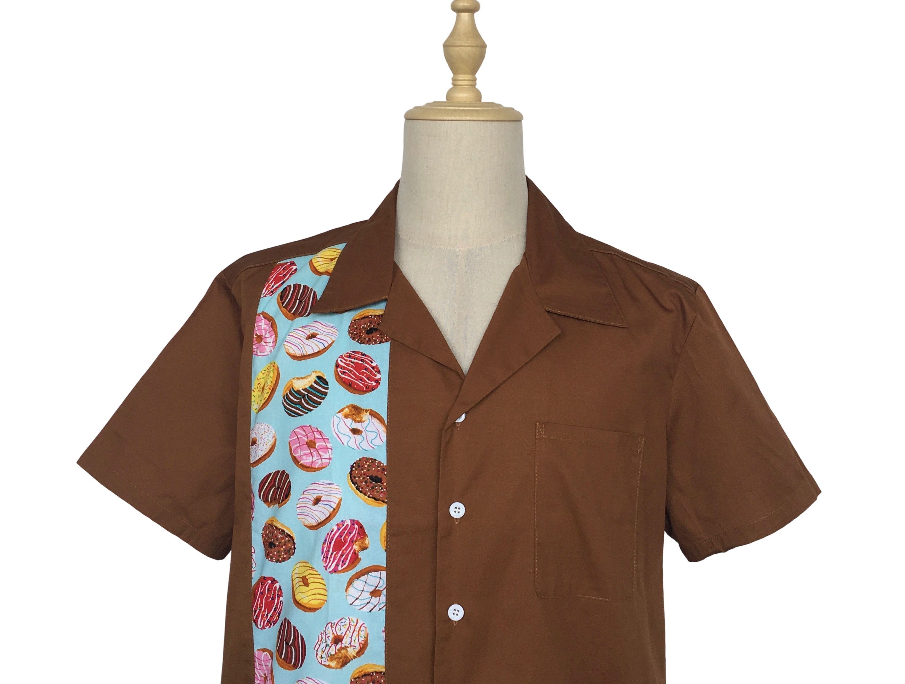 Other Men's Retro Style Doughnut Pattern Brown Shirts Size US XXL / EU 58 / 5 - 4 Thumbnail