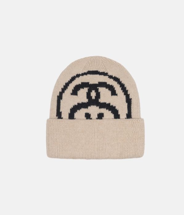 Vintage Stussy Big Link Cuff Beanie Beige Tan Natural | Grailed