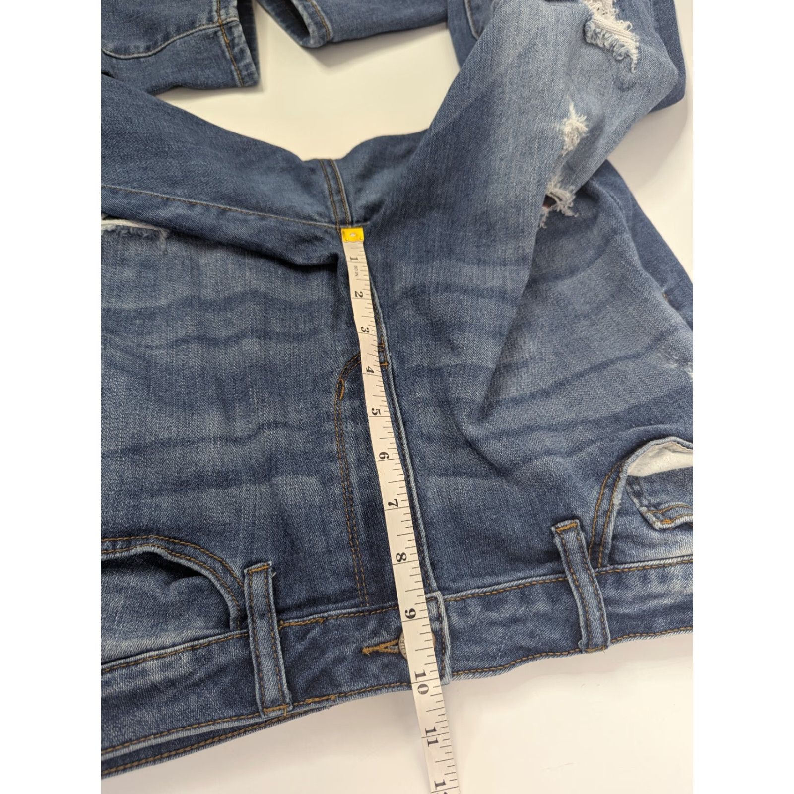Denime Judy Blue Jeans Womens 13/31 Skinny Distressed Buffalo Plaid Patch Denim JB88316 Denim Jeans Women Vintage: No Size 34" / US 12 / IT 48 - 6 Thumbnail