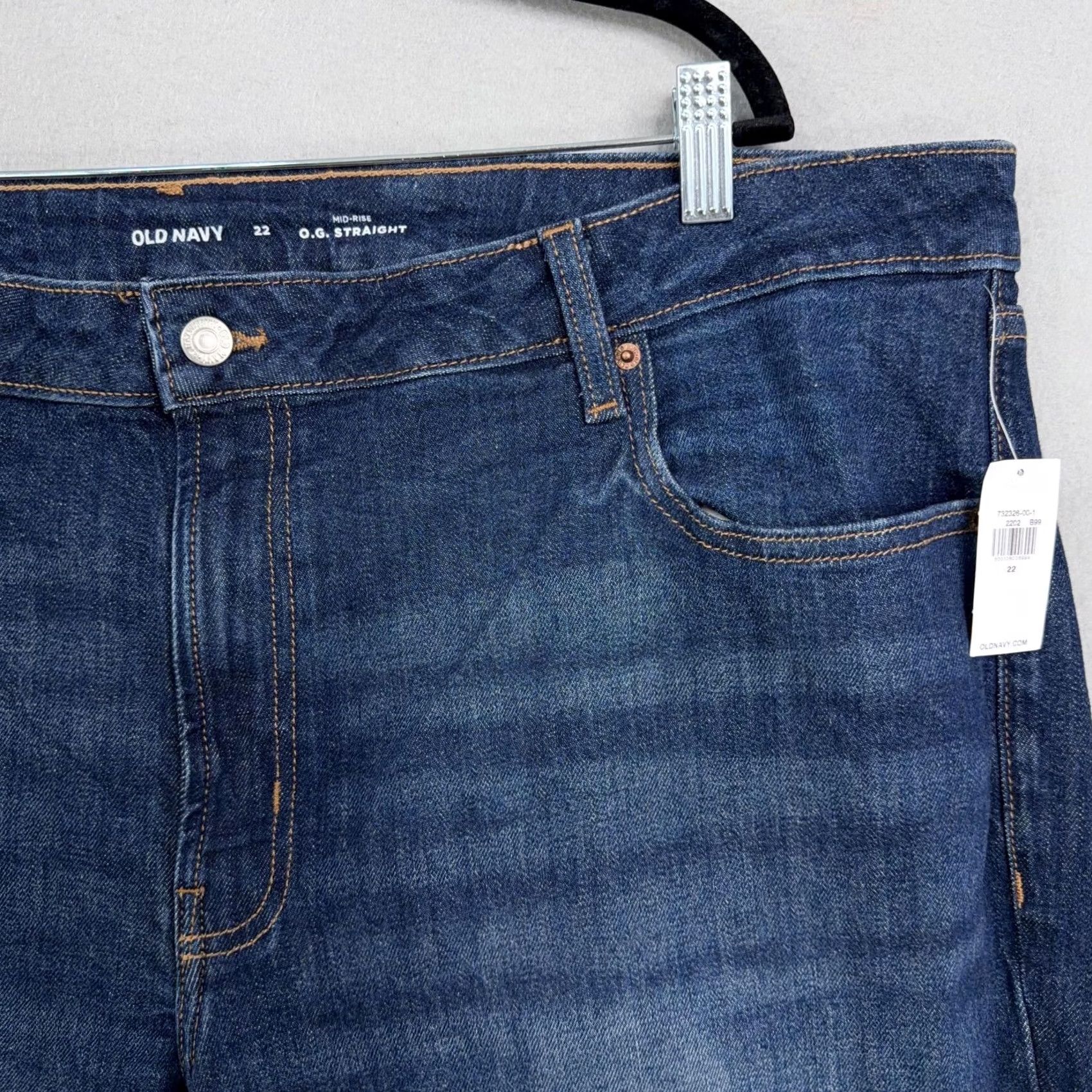 Old Navy Old Navy O.G. Straight Jeans Womens Plus 22 Med Wash Mid Rise Stretch Denim Size 40" / US 18 - 2 Thumbnail